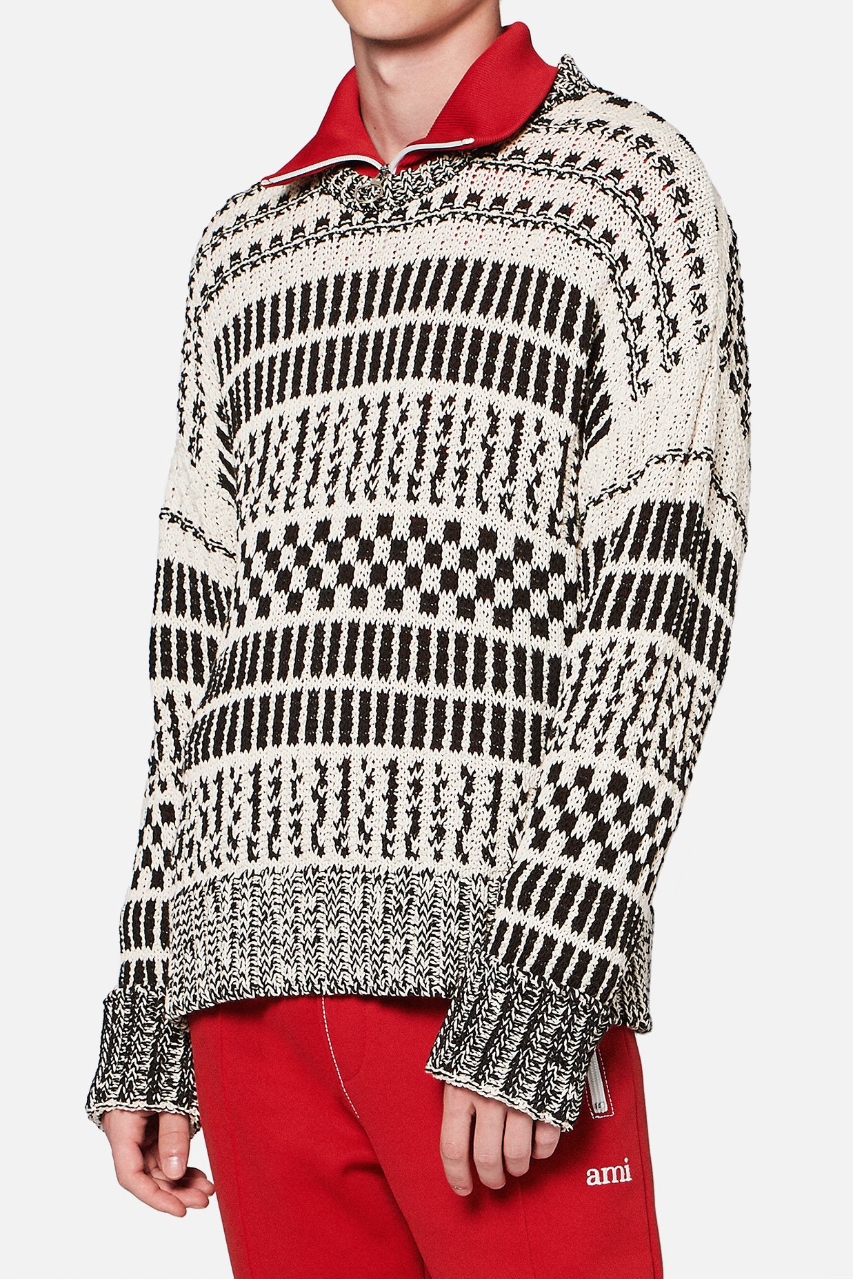 Pull col rond oversize point fantaisie bicolore Ami seconde main photo 5