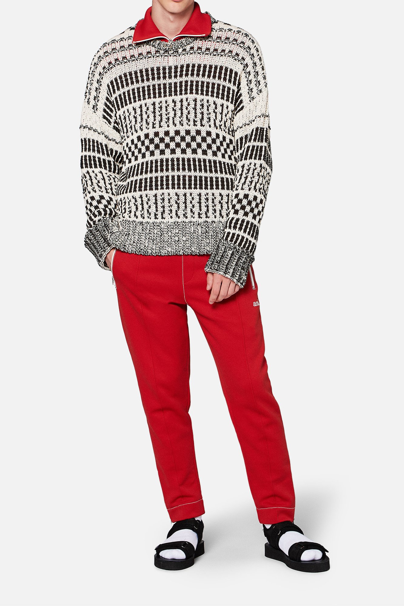 Pull col rond oversize point fantaisie bicolore Ami seconde main photo 7