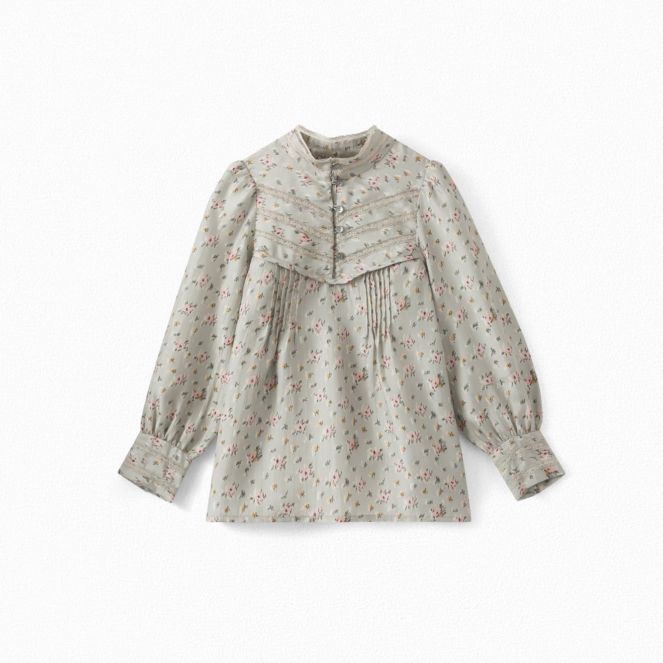 Girls' Mock Turtleneck Printed Silk Blouse Bonpoint Vintage second-hand photo 1