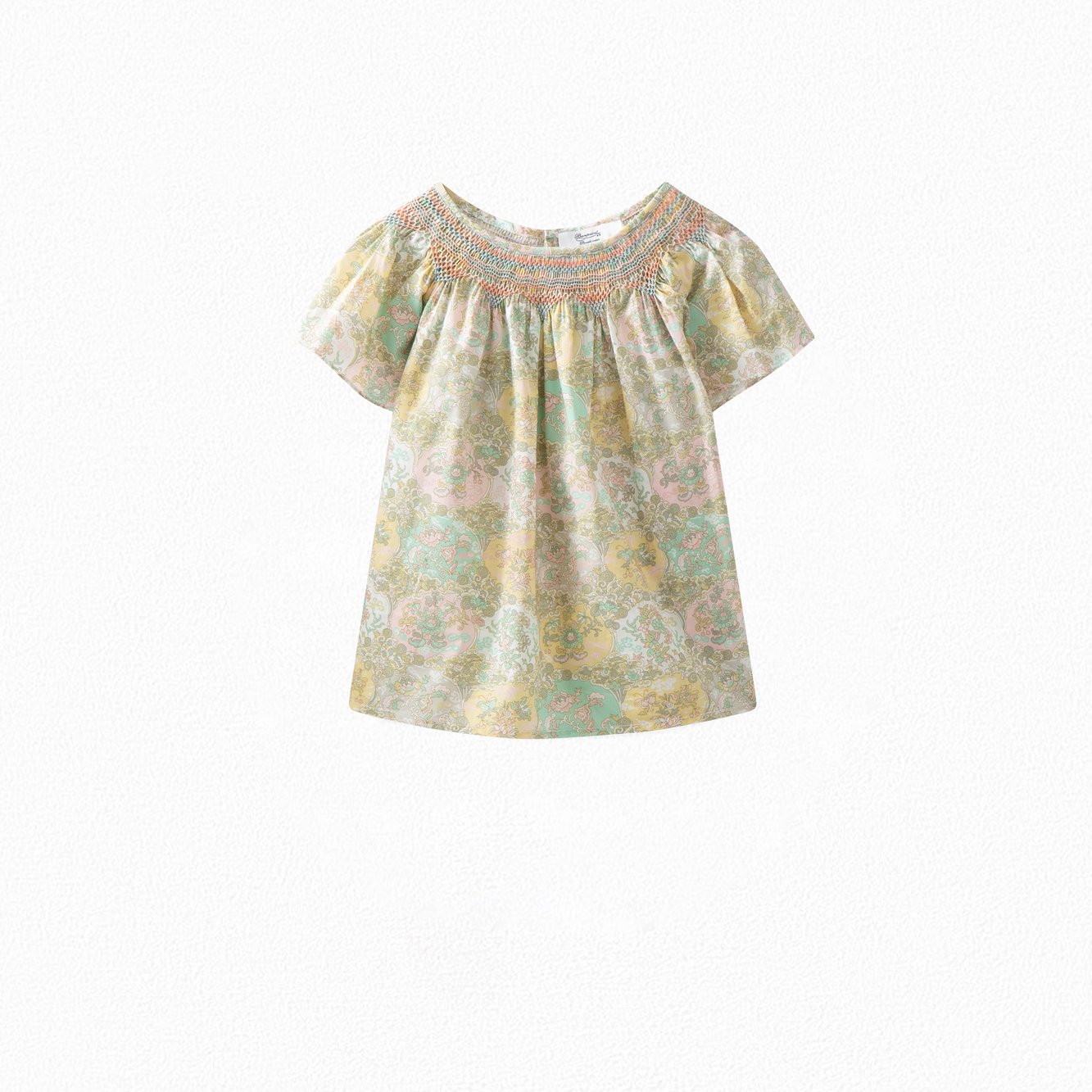 Blouse smockée tissu Liberty exclusif Bonpoint Vintage seconde main photo 1