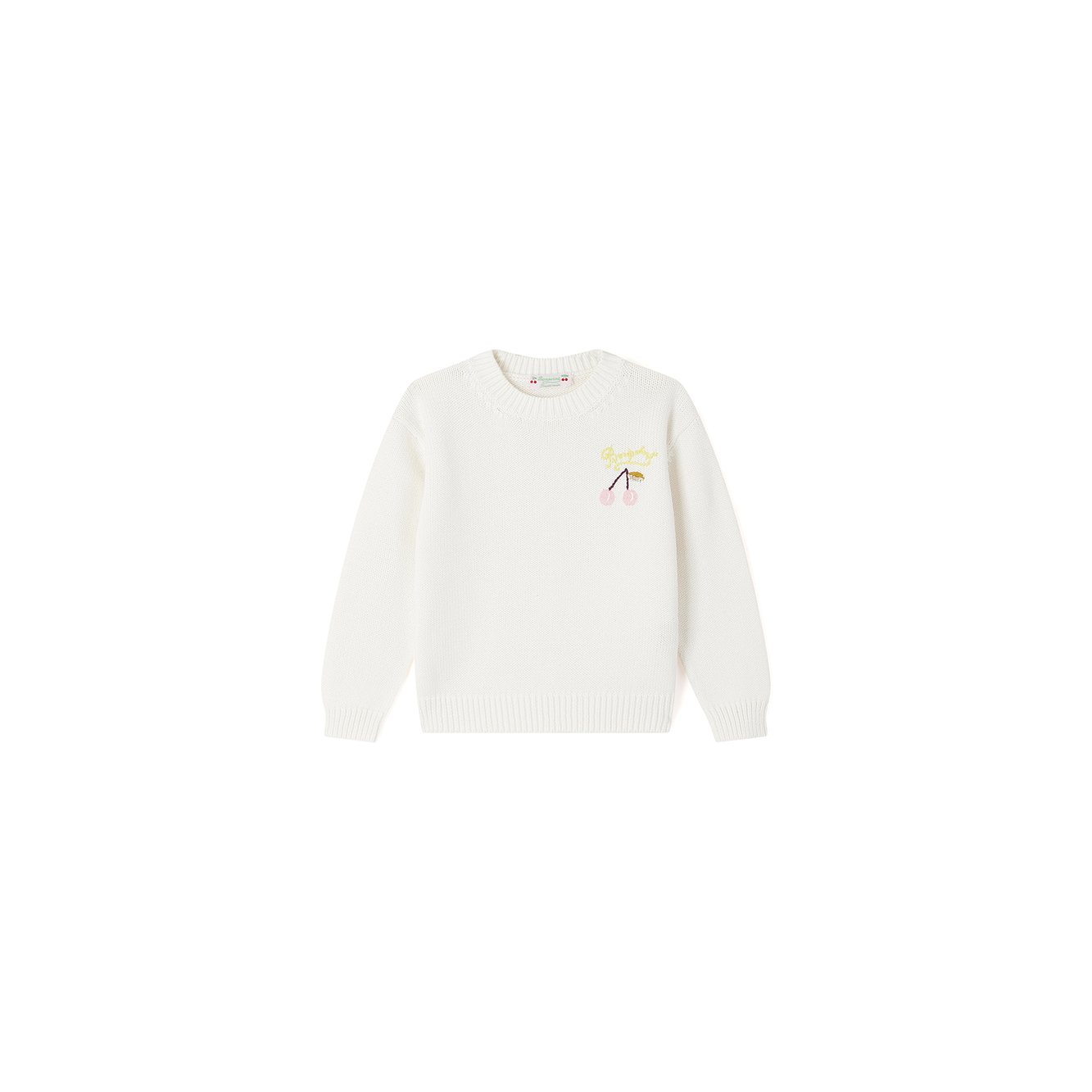 Pull avec broderie cerise Bonpoint Vintage seconde main photo 1
