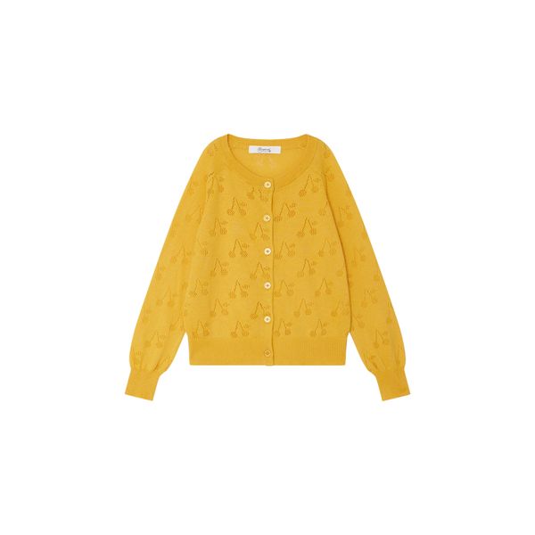 Cardigan à cerises ajourées Bonpoint Vintage seconde main photo 1