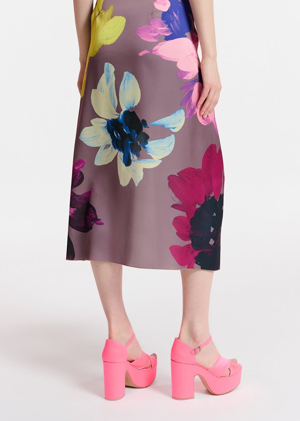 Mauve midirok met kleurrijke bloemenprint RE—SSENTIEL tweedehands photo 5