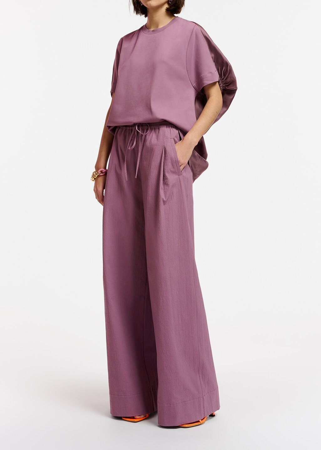 Pantalon mauve aux jambes larges RE—SSENTIEL seconde main photo 3