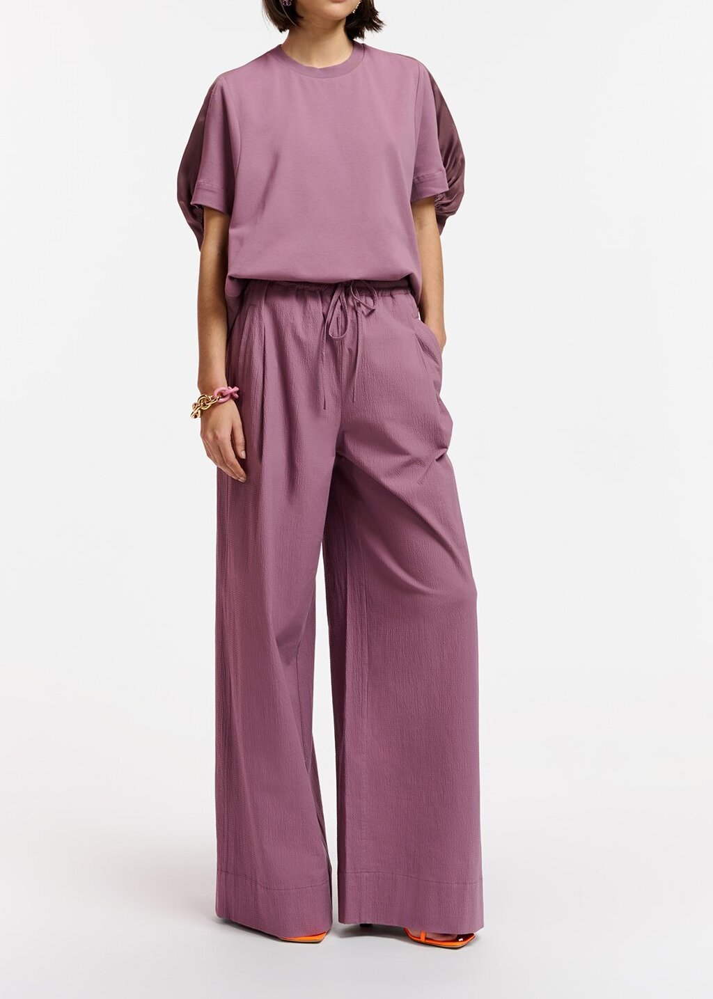 Pantalon mauve aux jambes larges RE—SSENTIEL seconde main photo 4
