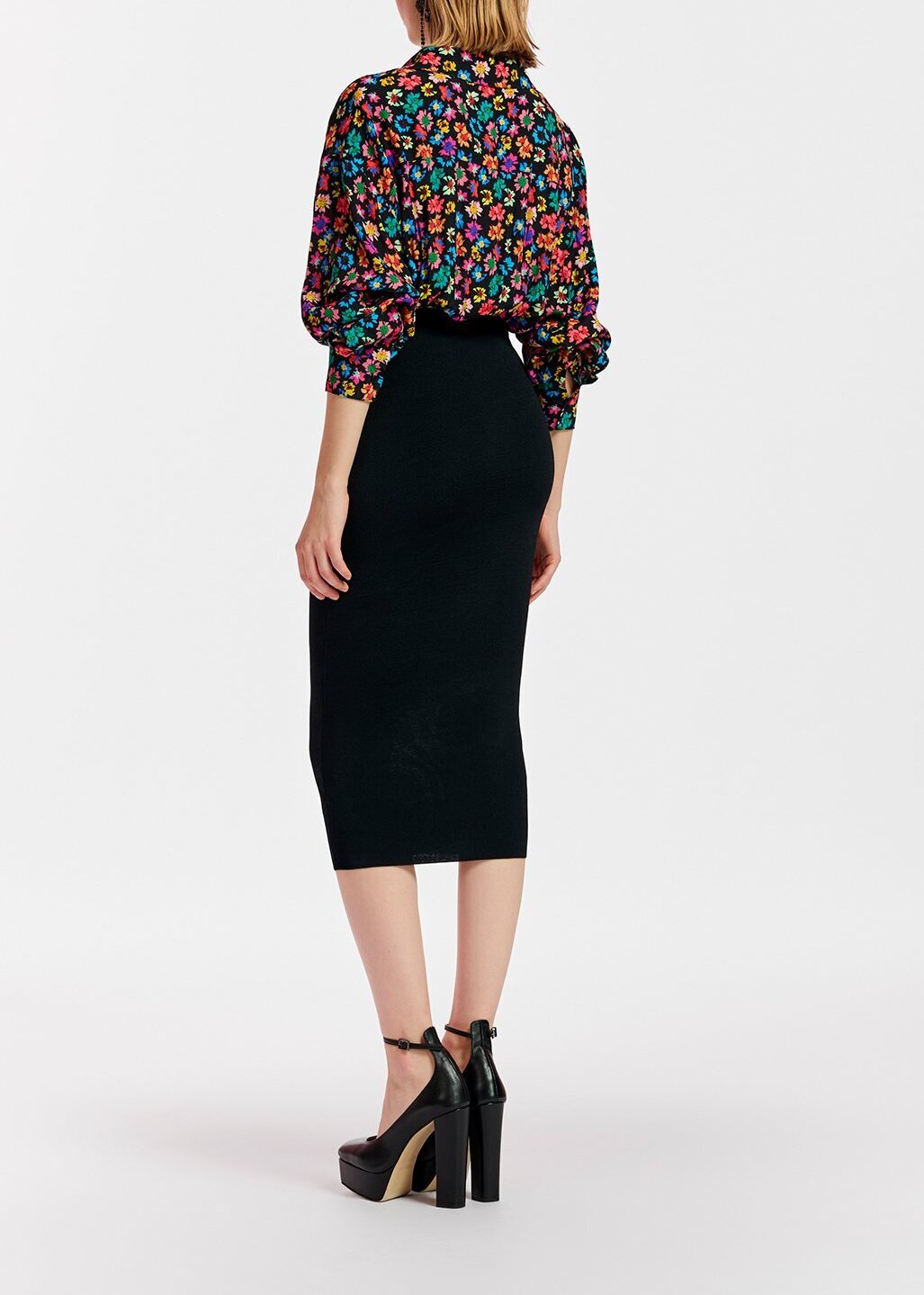 Zwarte ribgebreide midi-jurk met bloemenprint RE—SSENTIEL tweedehands photo 5