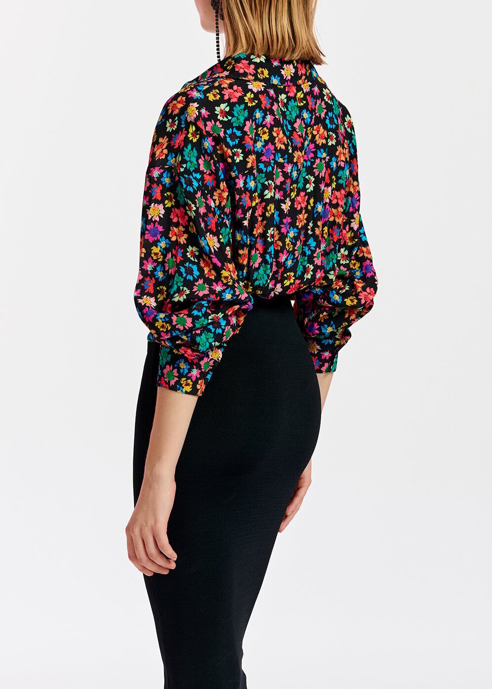 Zwarte ribgebreide midi-jurk met bloemenprint RE—SSENTIEL tweedehands photo 7