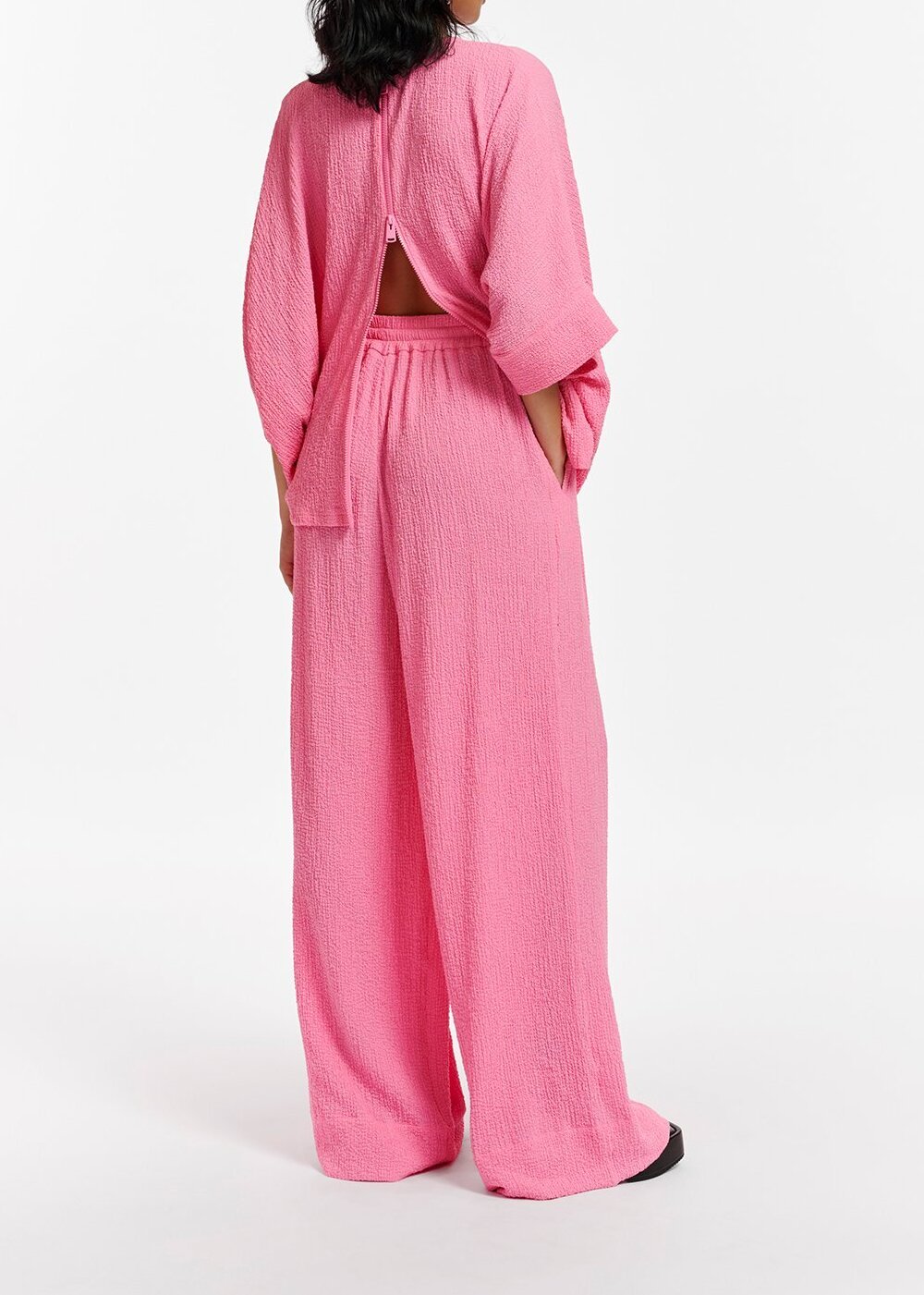 Pink wide-leg seersucker pants RE—SSENTIEL second-hand photo 7