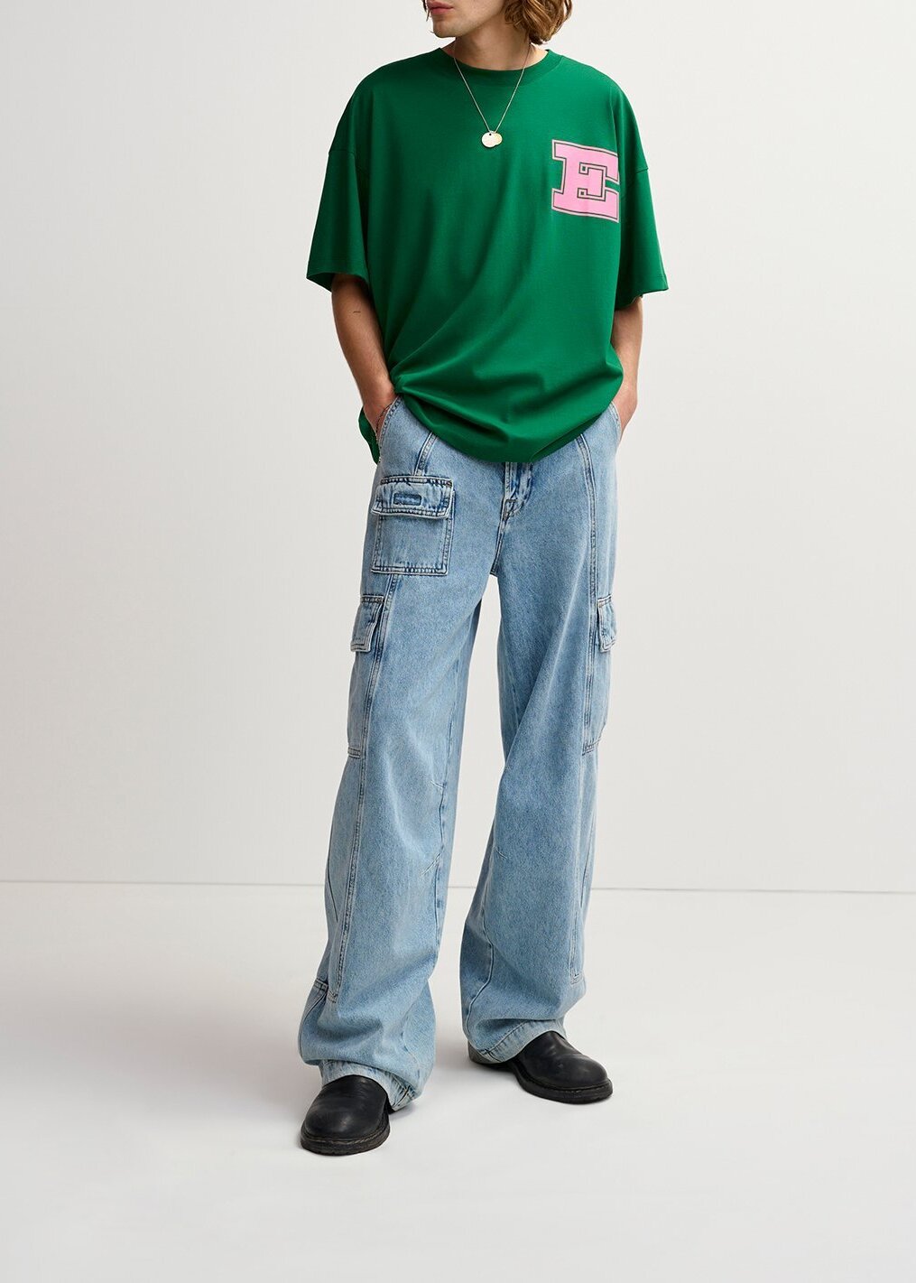 Wide-leg cargo blue jeans RE—SSENTIEL second-hand photo 5