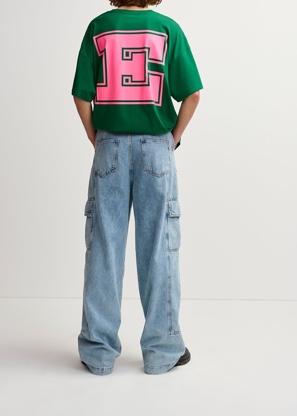 Wide-leg cargo blue jeans RE—SSENTIEL second-hand photo 7
