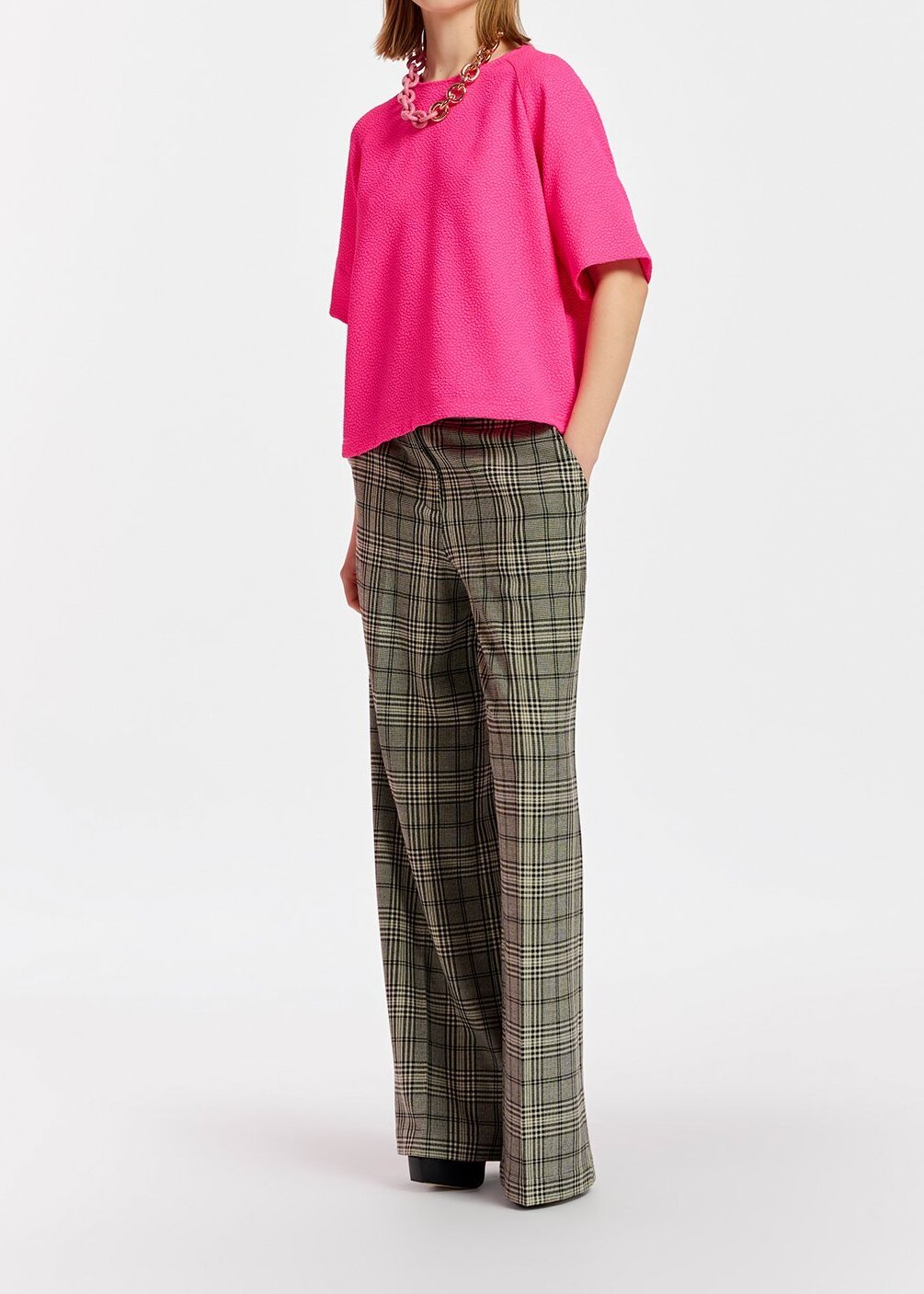 Rechte broek met zwart en gebroken wit ruitmotief RE—SSENTIEL tweedehands photo 3