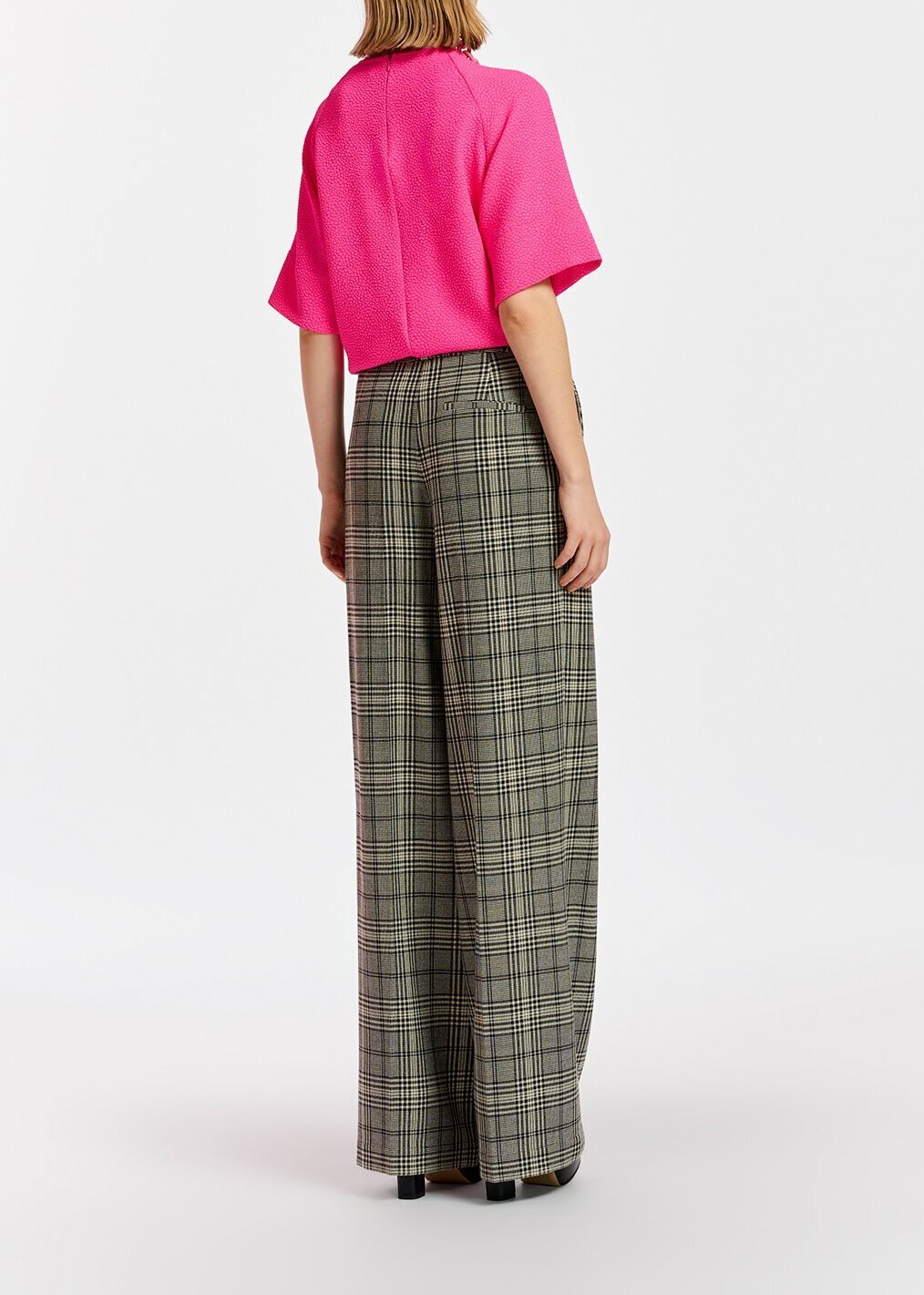 Rechte broek met zwart en gebroken wit ruitmotief RE—SSENTIEL tweedehands photo 4