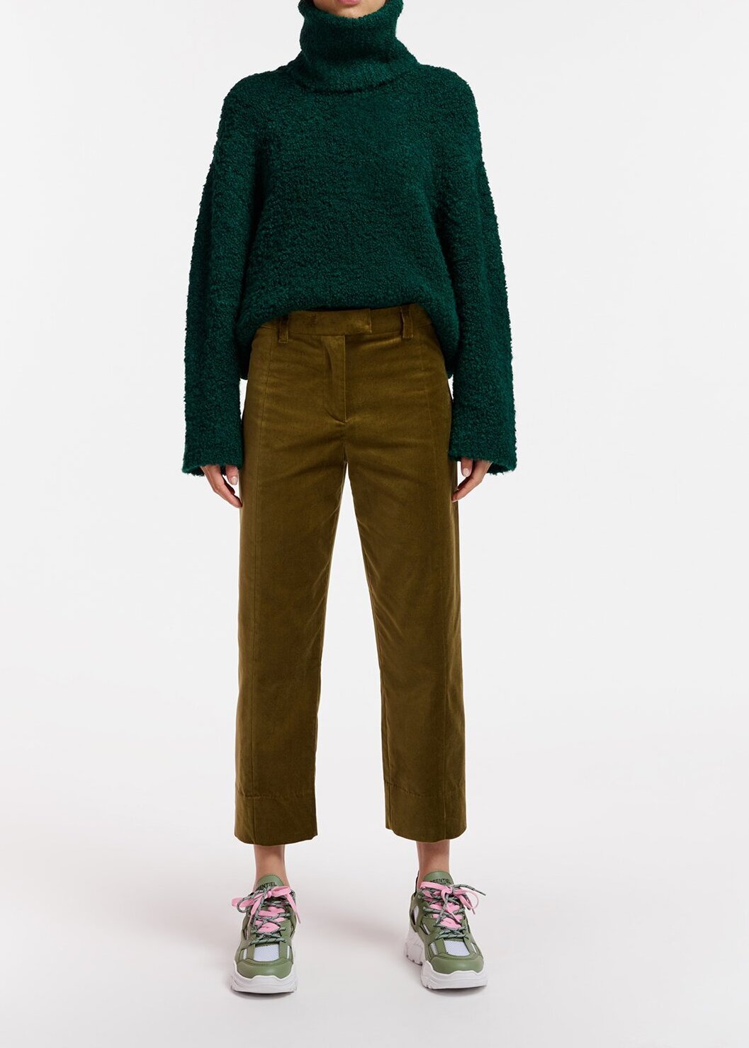 Dark green knit sweater with separate collar RE—SSENTIEL second-hand photo 3