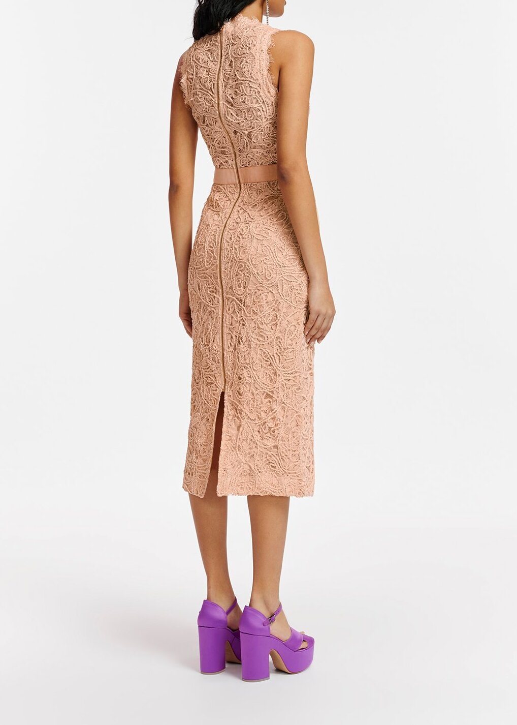 Vintage pink embroidered lace midi dress RE—SSENTIEL second-hand photo 4