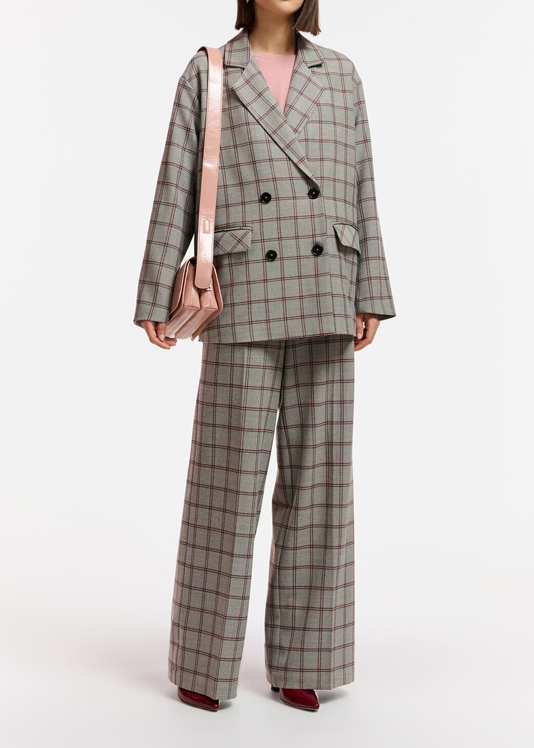 Blazer croisé gris à  carreaux Tattersall RE—SSENTIEL seconde main photo 4