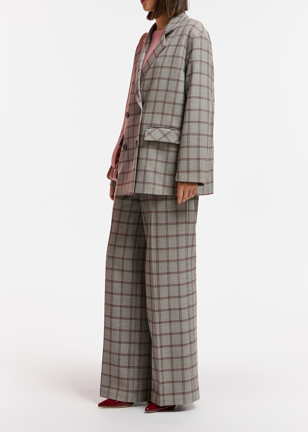 Blazer croisé gris à  carreaux Tattersall RE—SSENTIEL seconde main photo 5