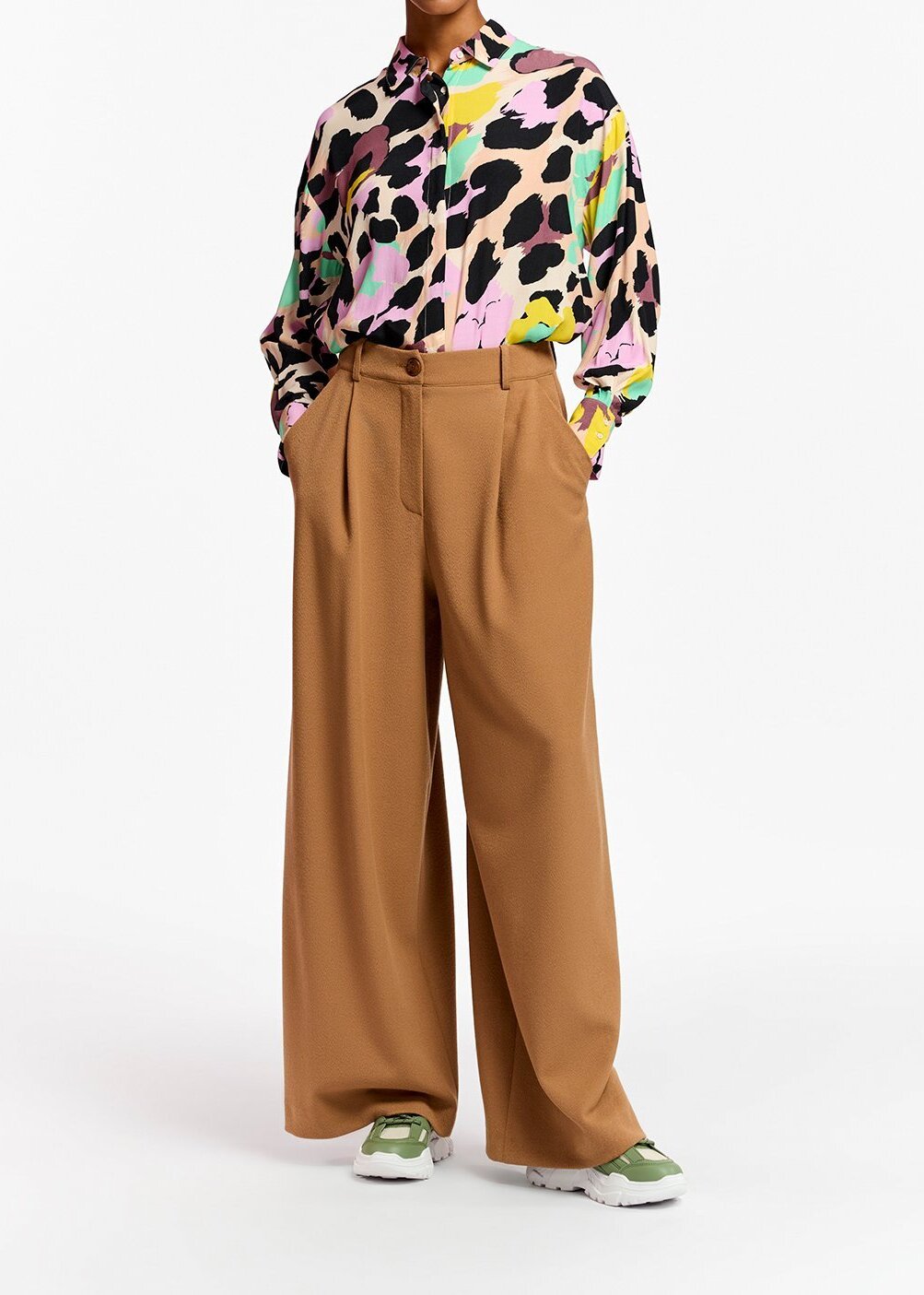 Pantalon camel aux jambes larges RE—SSENTIEL seconde main photo 3
