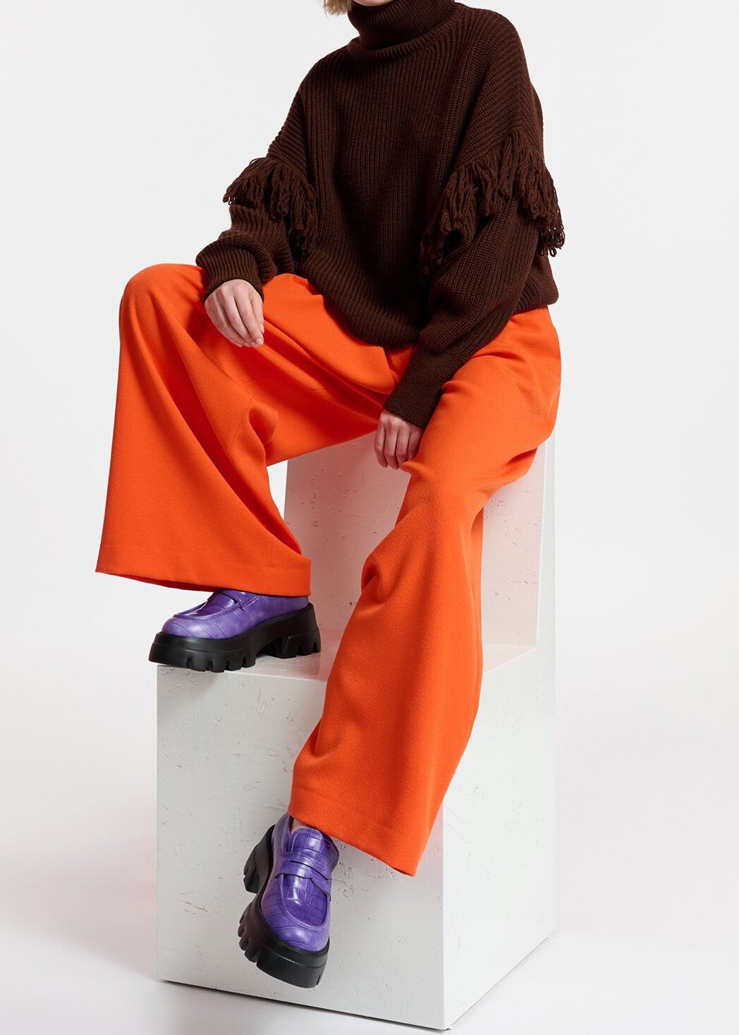 Pantalon orange aux jambes larges RE—SSENTIEL seconde main photo 5