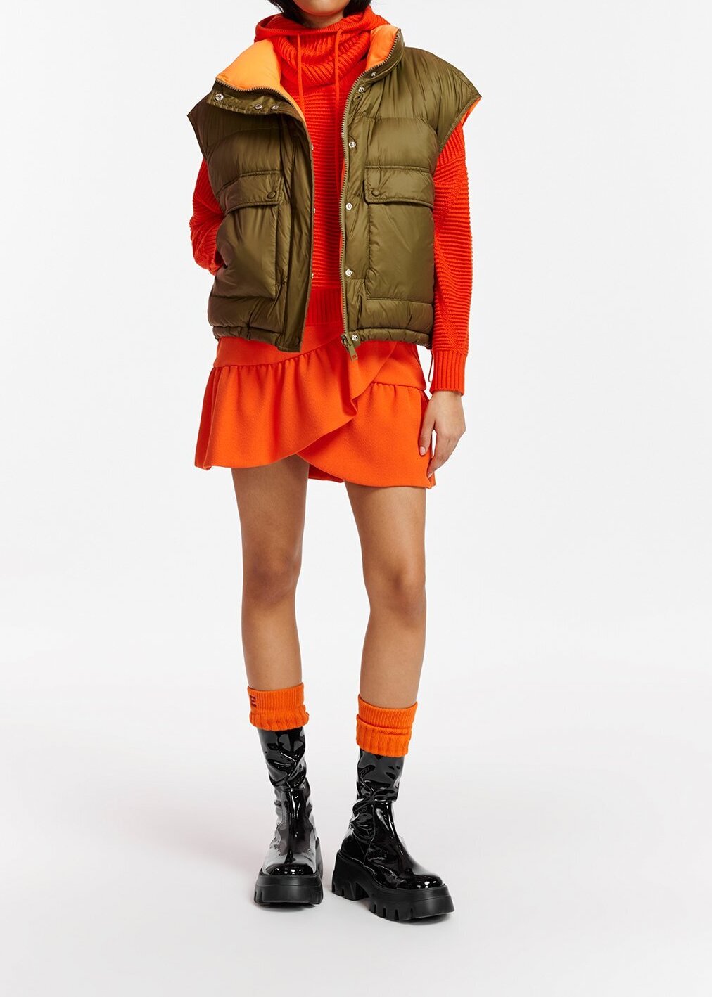 Mini-jupe portefeuille orange RE—SSENTIEL seconde main photo 4