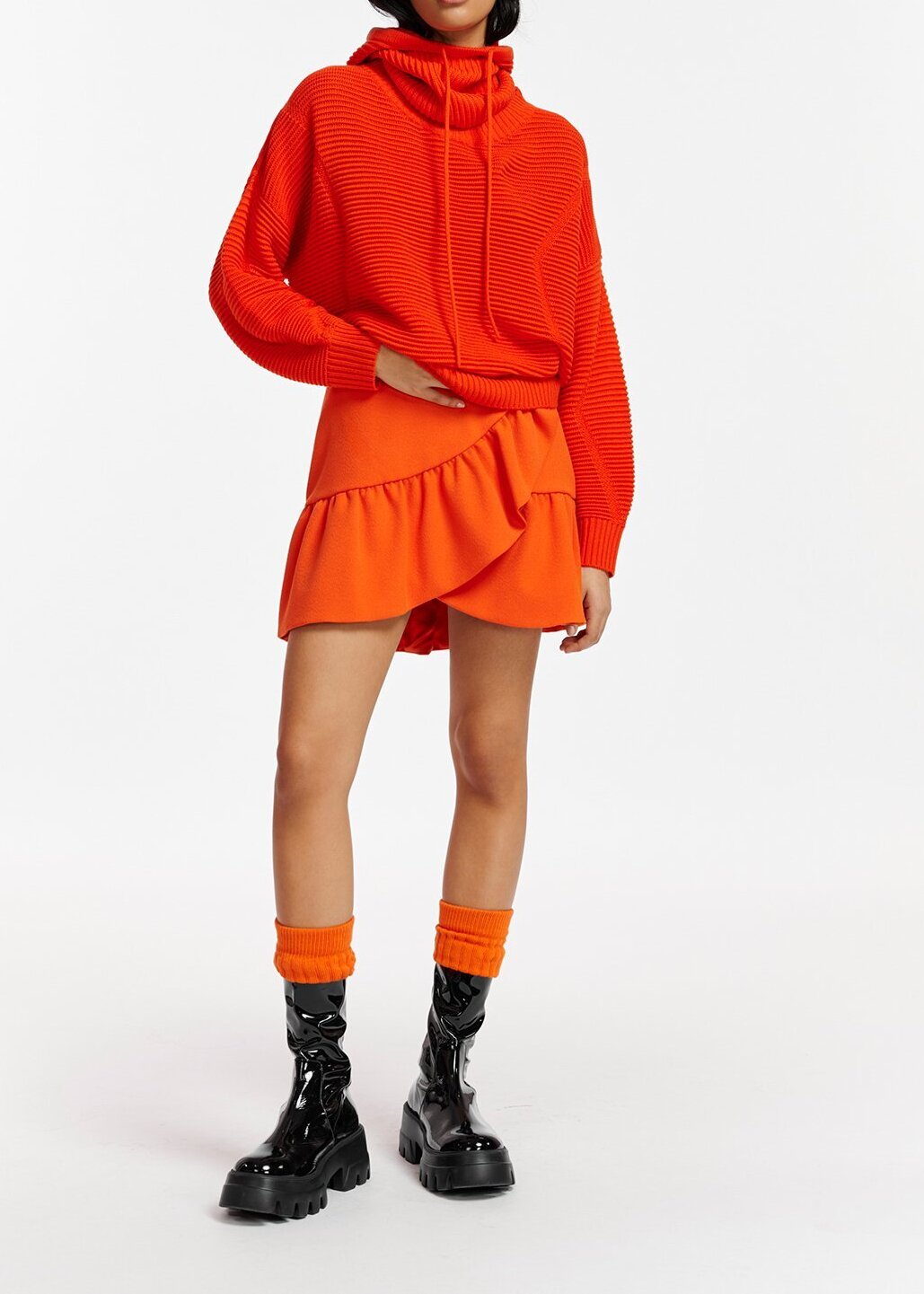Mini-jupe portefeuille orange RE—SSENTIEL seconde main photo 5
