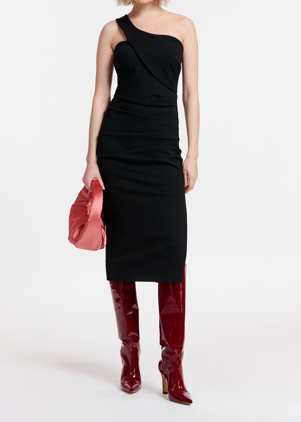 Robe midi ajustée noire à  une épaule RE—SSENTIEL seconde main photo 3