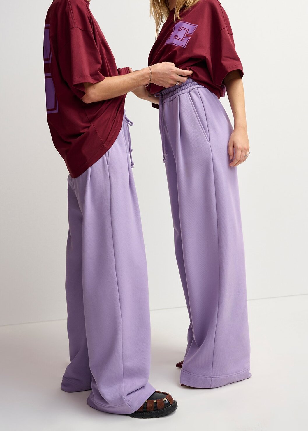 Lilac wide-leg cotton-jersey sweatpants RE—SSENTIEL second-hand photo 3