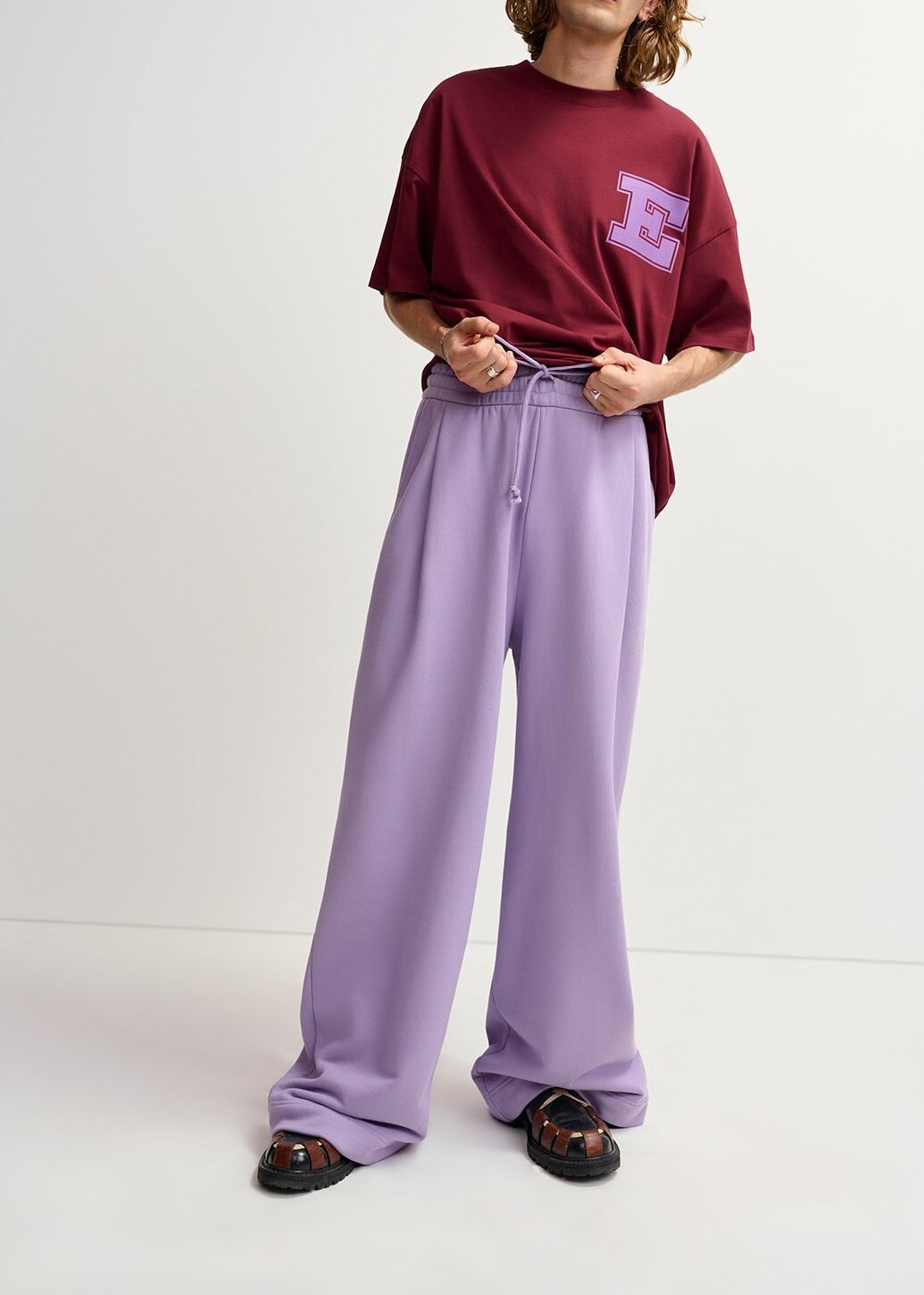 Lilac wide-leg cotton-jersey sweatpants RE—SSENTIEL second-hand photo 4