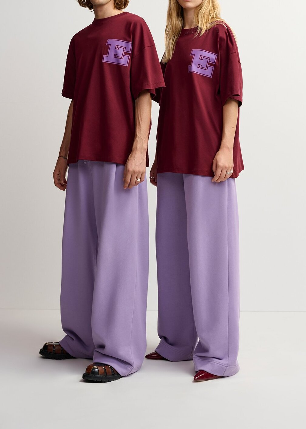 Lilac wide-leg cotton-jersey sweatpants RE—SSENTIEL second-hand photo 5