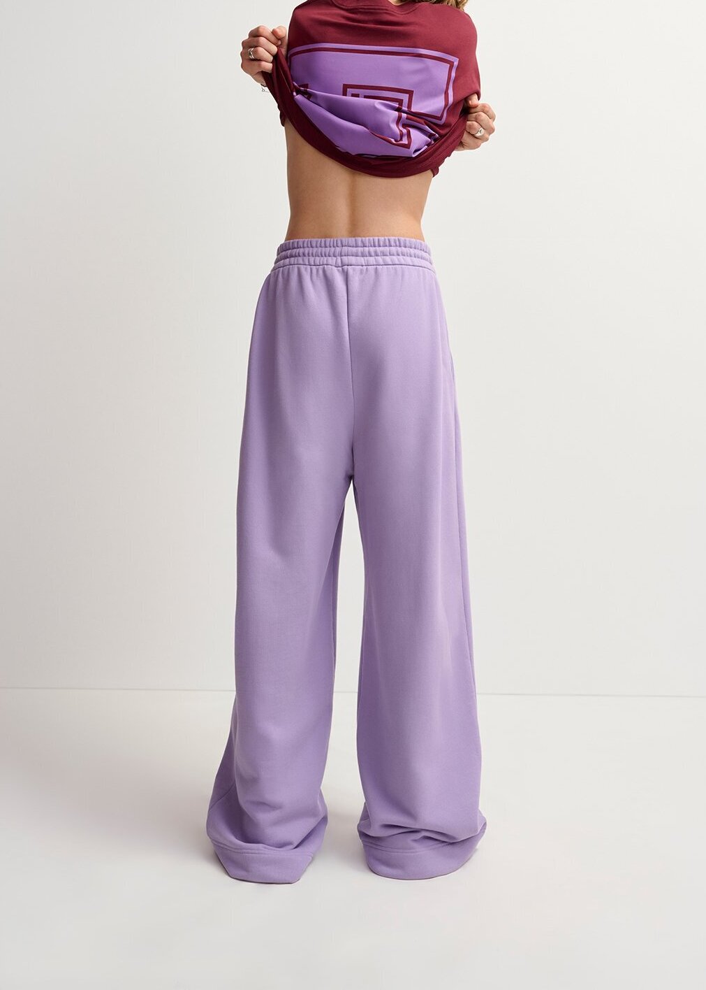Lilac wide-leg cotton-jersey sweatpants RE—SSENTIEL second-hand photo 6