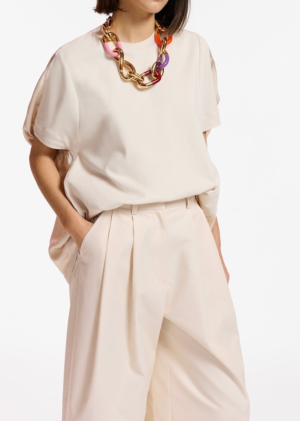 Off-white T-shirt with silk back panel RE—SSENTIEL second-hand photo 3