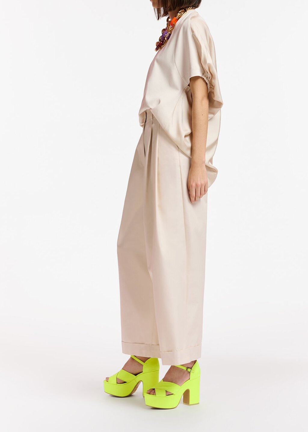 Off-white T-shirt with silk back panel RE—SSENTIEL second-hand photo 6