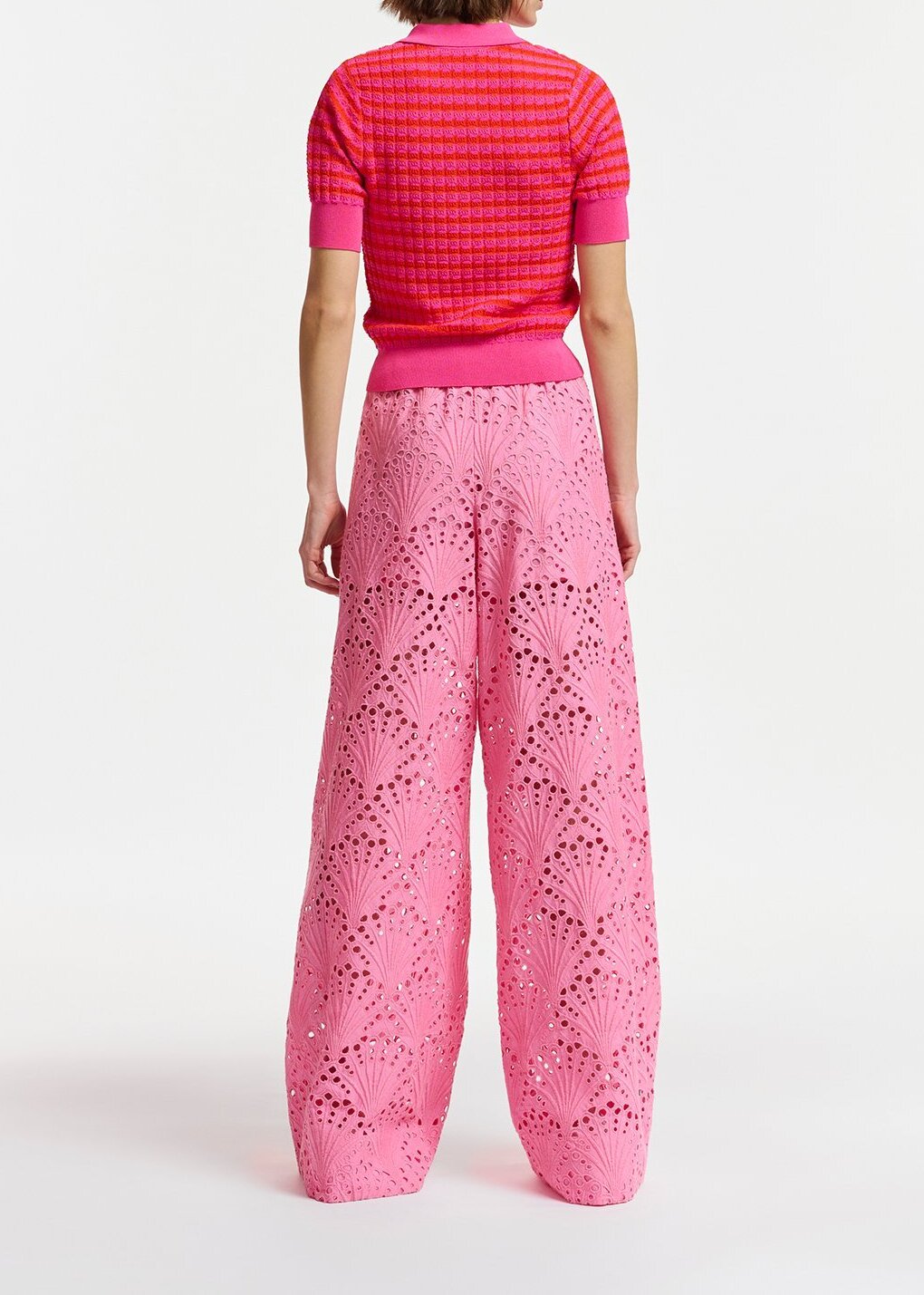 Roze katoenen broek in broderie anglaise RE—SSENTIEL tweedehands photo 7
