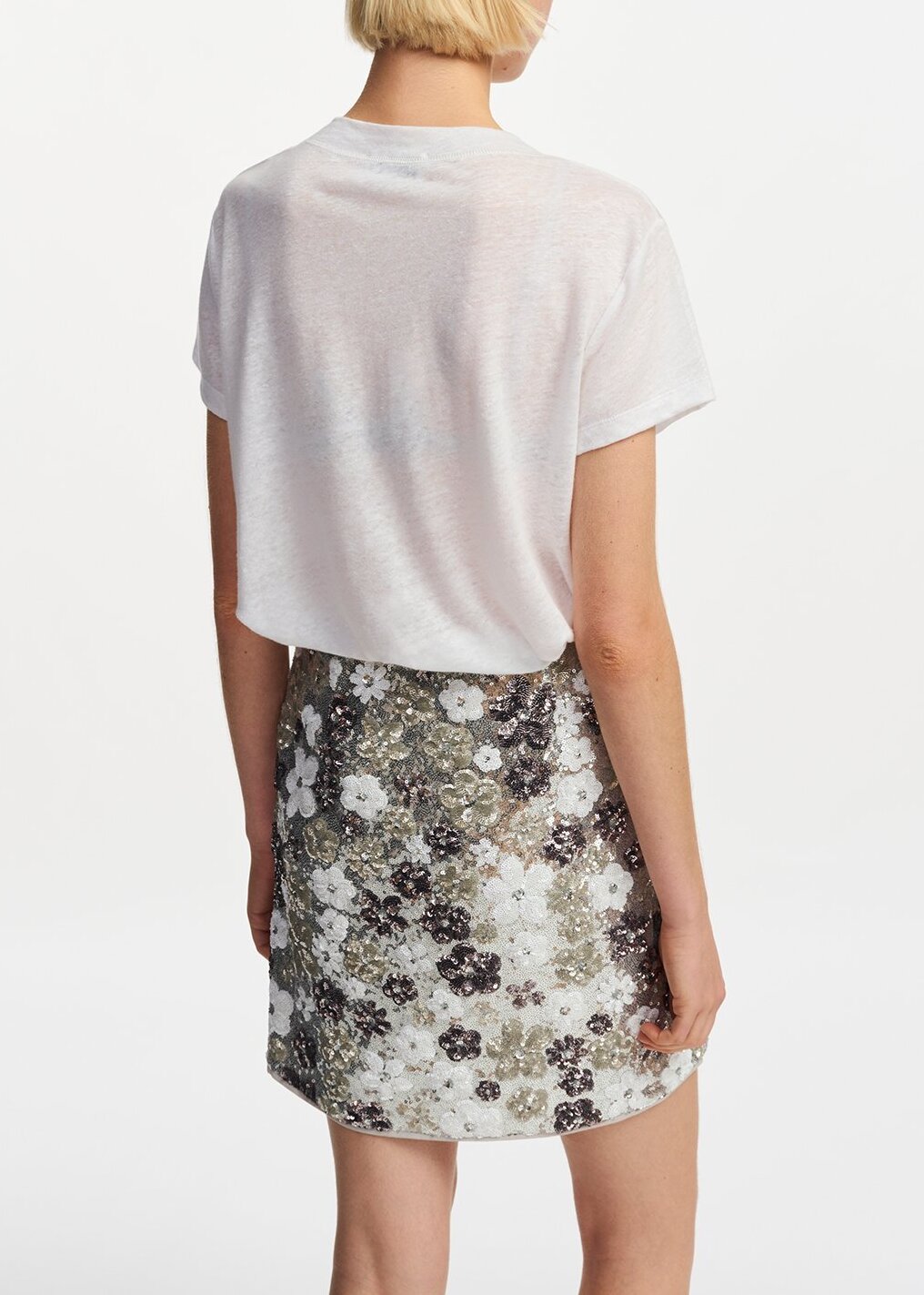 White linen V-neck T-shirt RE—SSENTIEL second-hand photo 4