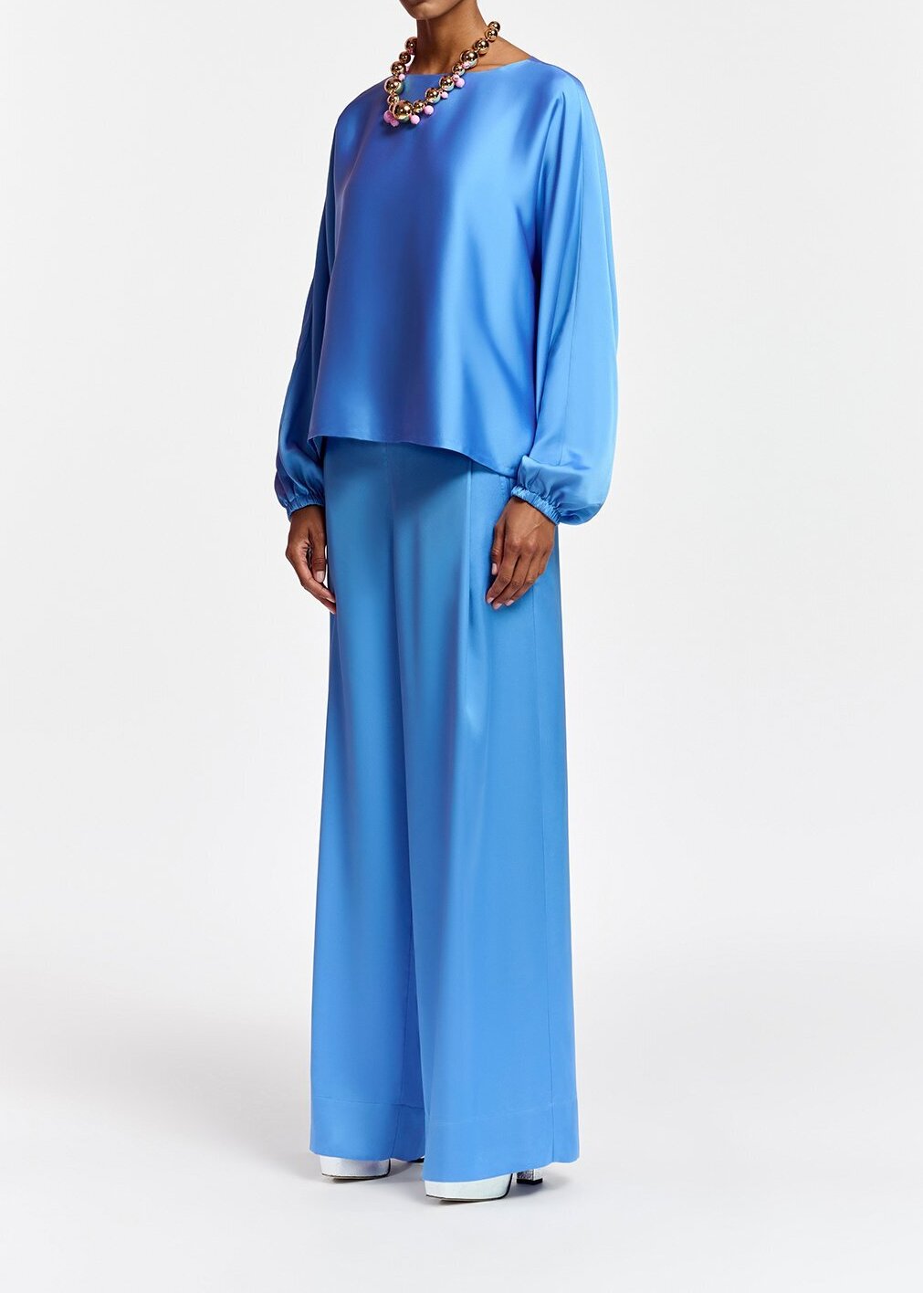 Blue wide-leg pants RE—SSENTIEL second-hand photo 3