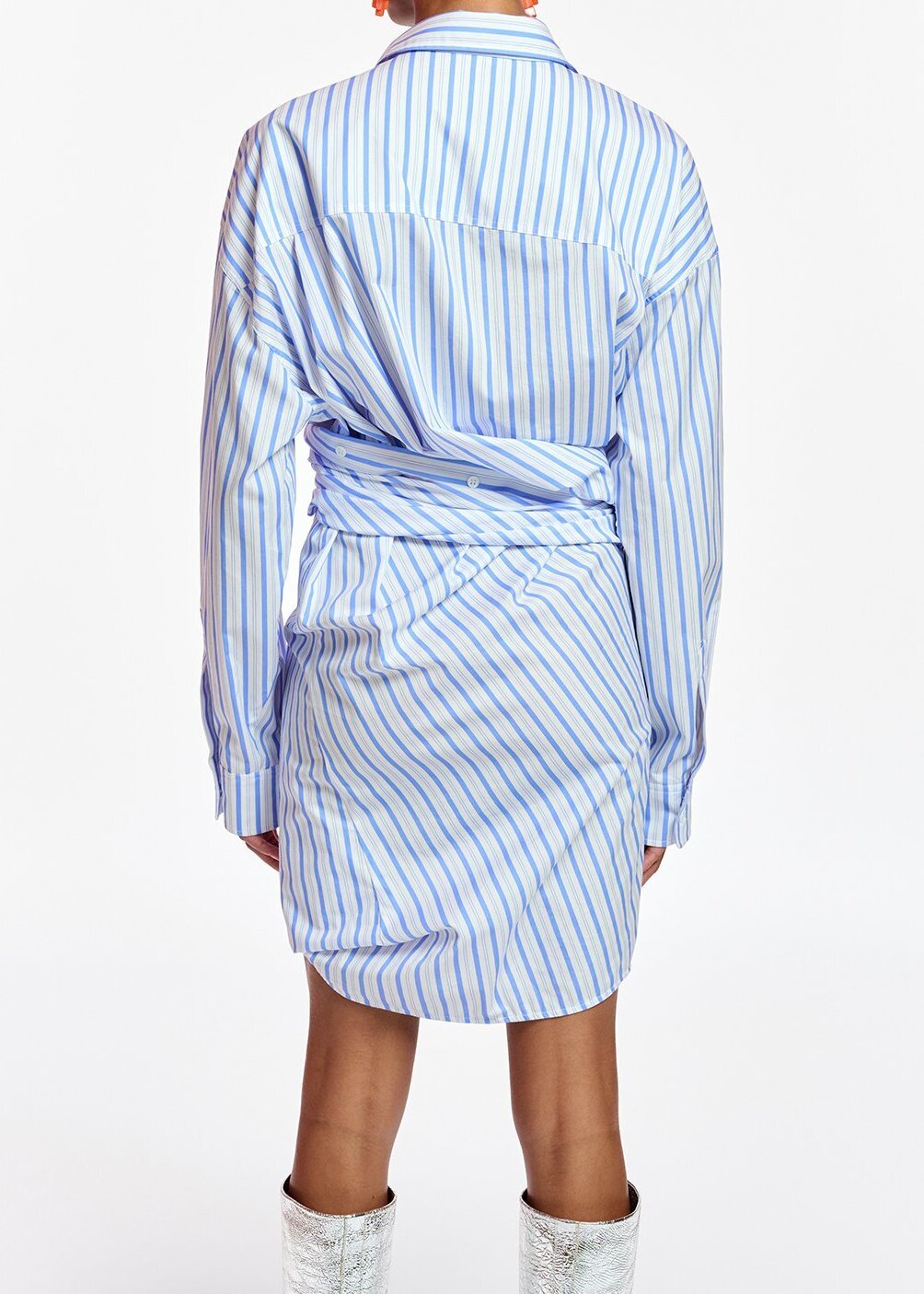 Wit en blauw gestreepte mini-jurk van katoen RE—SSENTIEL tweedehands photo 5