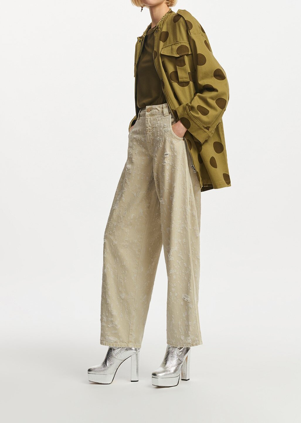 Ecru wijde jeans met versleten look RE—SSENTIEL tweedehands photo 4