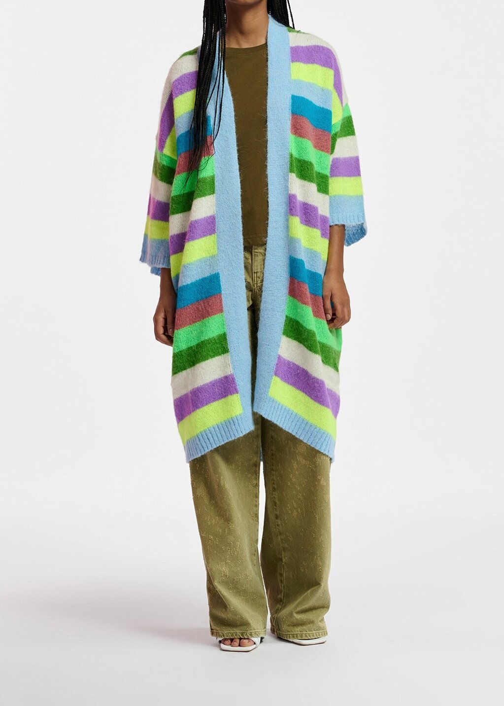 Cardigan mi-long à  rayures multicolores RE—SSENTIEL seconde main photo 3
