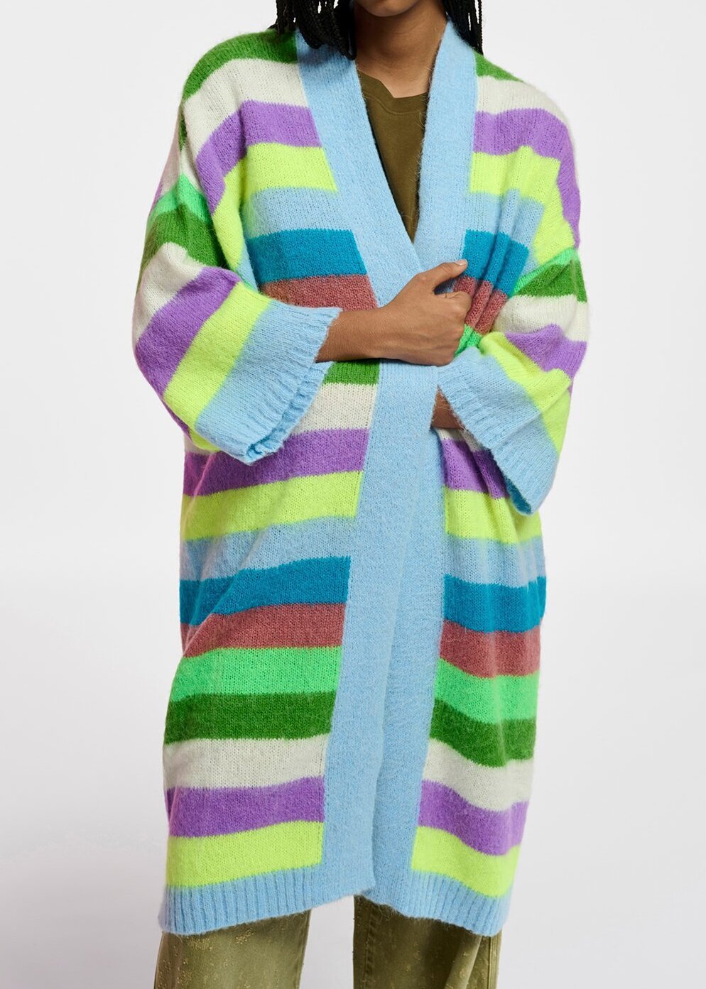 Cardigan mi-long à  rayures multicolores RE—SSENTIEL seconde main photo 7