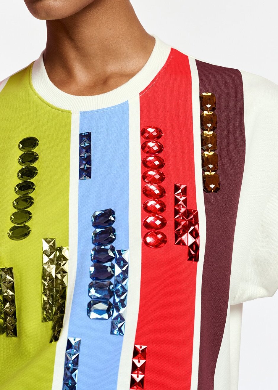 Sweatshirt à  manches courtes rayures et strass RE—SSENTIEL seconde main photo 5