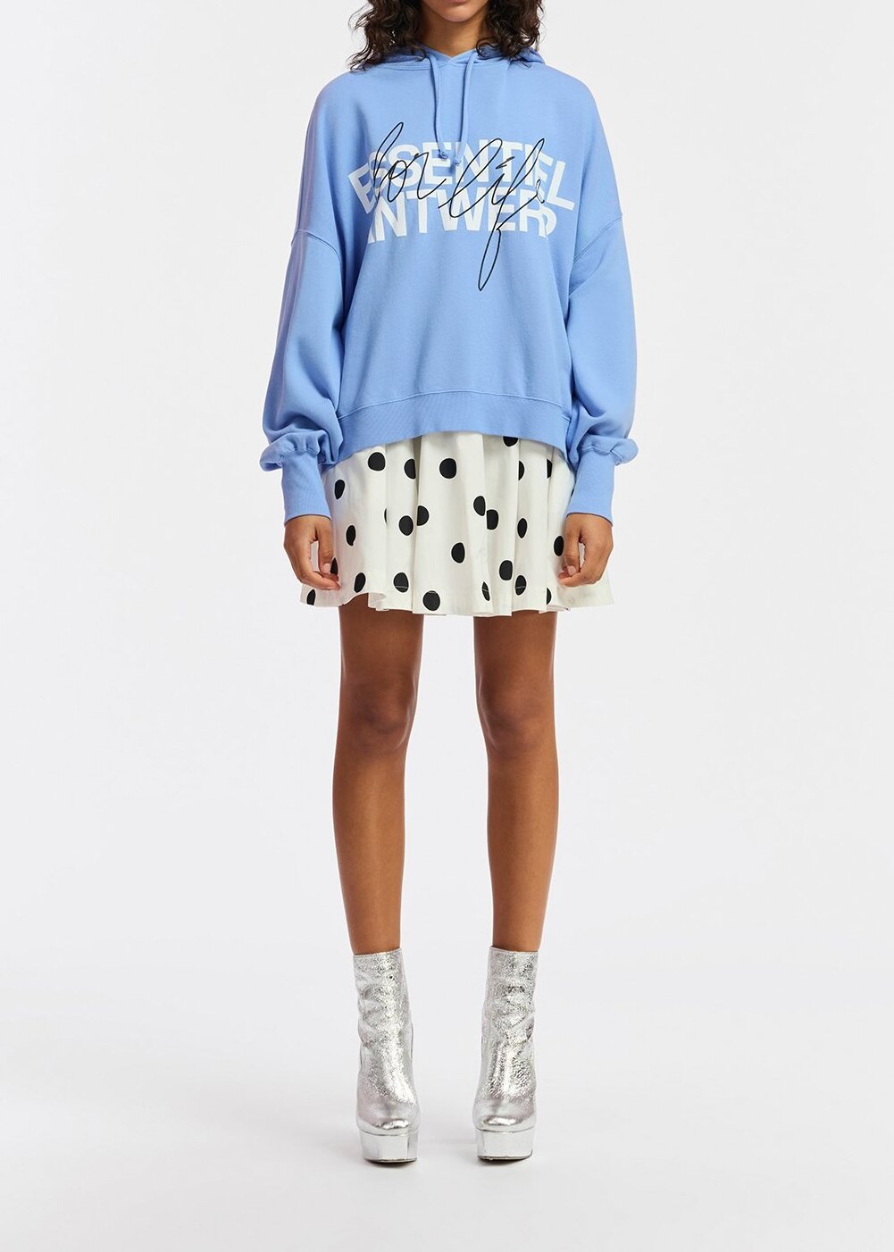 Hoody en jersey bio bleu avec logo RE—SSENTIEL seconde main photo 3