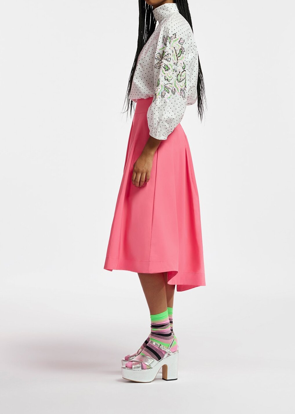 Jupe midi plissée rose RE—SSENTIEL seconde main photo 5