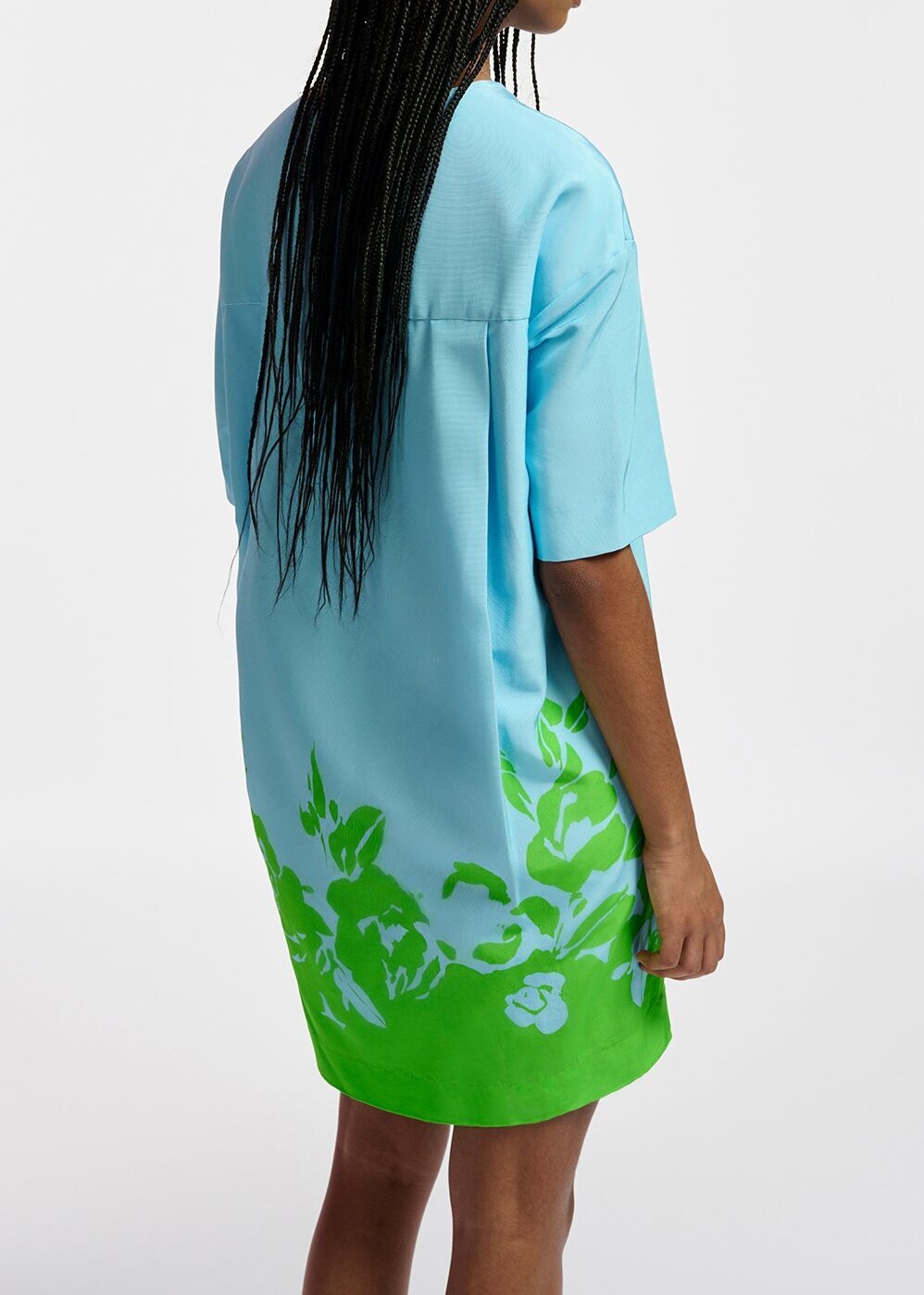 Blauwe en groene mini-jurk met bloemenprint RE—SSENTIEL tweedehands photo 7
