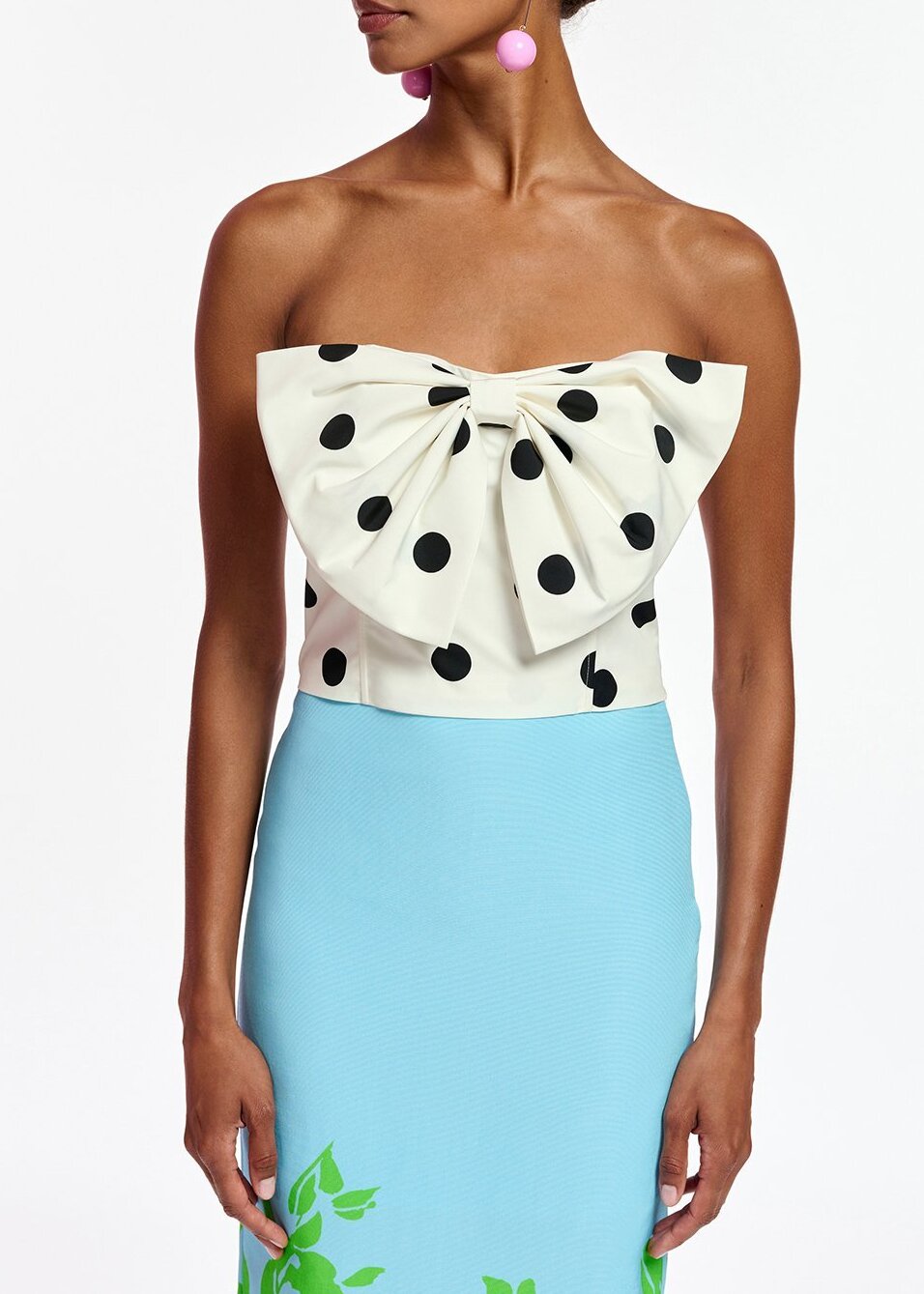 Top bustier à  pois blanc et noir avec noeud RE—SSENTIEL seconde main photo 3