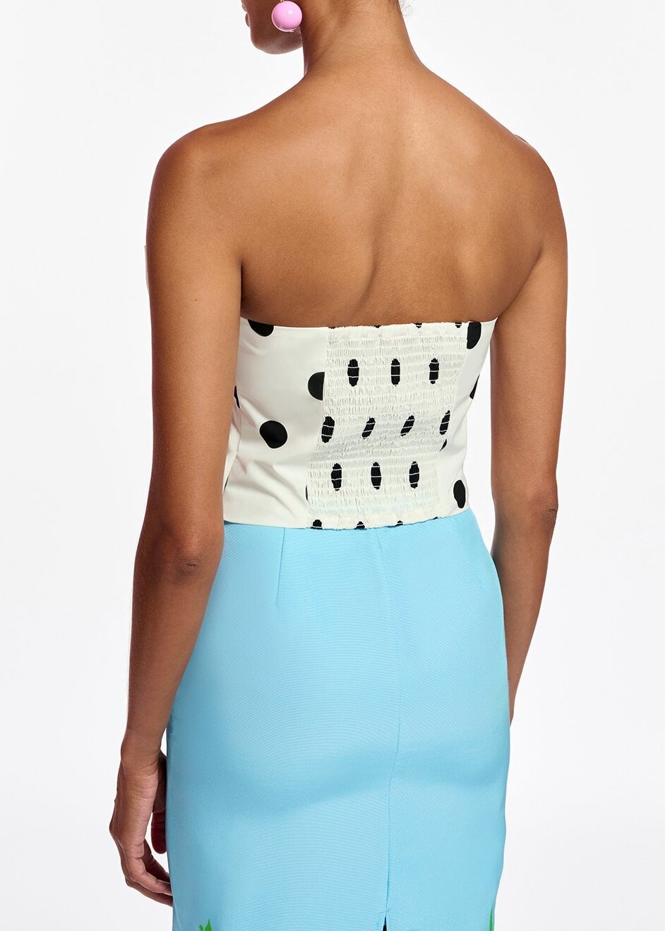 Top bustier à  pois blanc et noir avec noeud RE—SSENTIEL seconde main photo 4