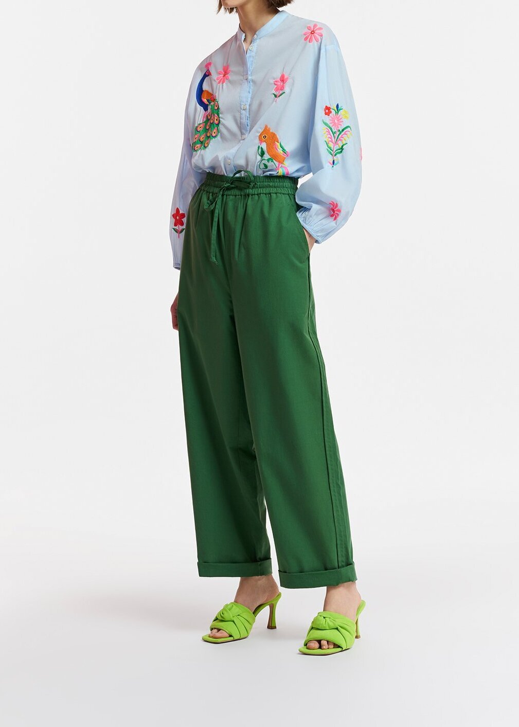 Pantalon vert foncé à  jambes effilées RE—SSENTIEL seconde main photo 3