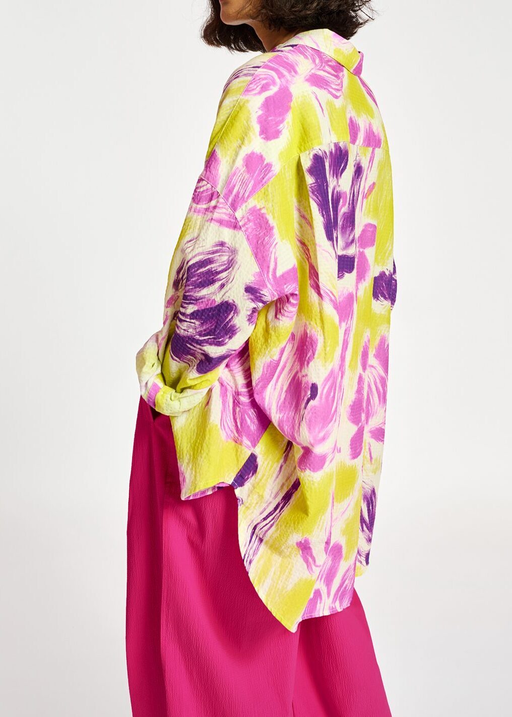 Chemise oversize à imprimé fleuri jaune et violet RE—SSENTIEL seconde main photo 8