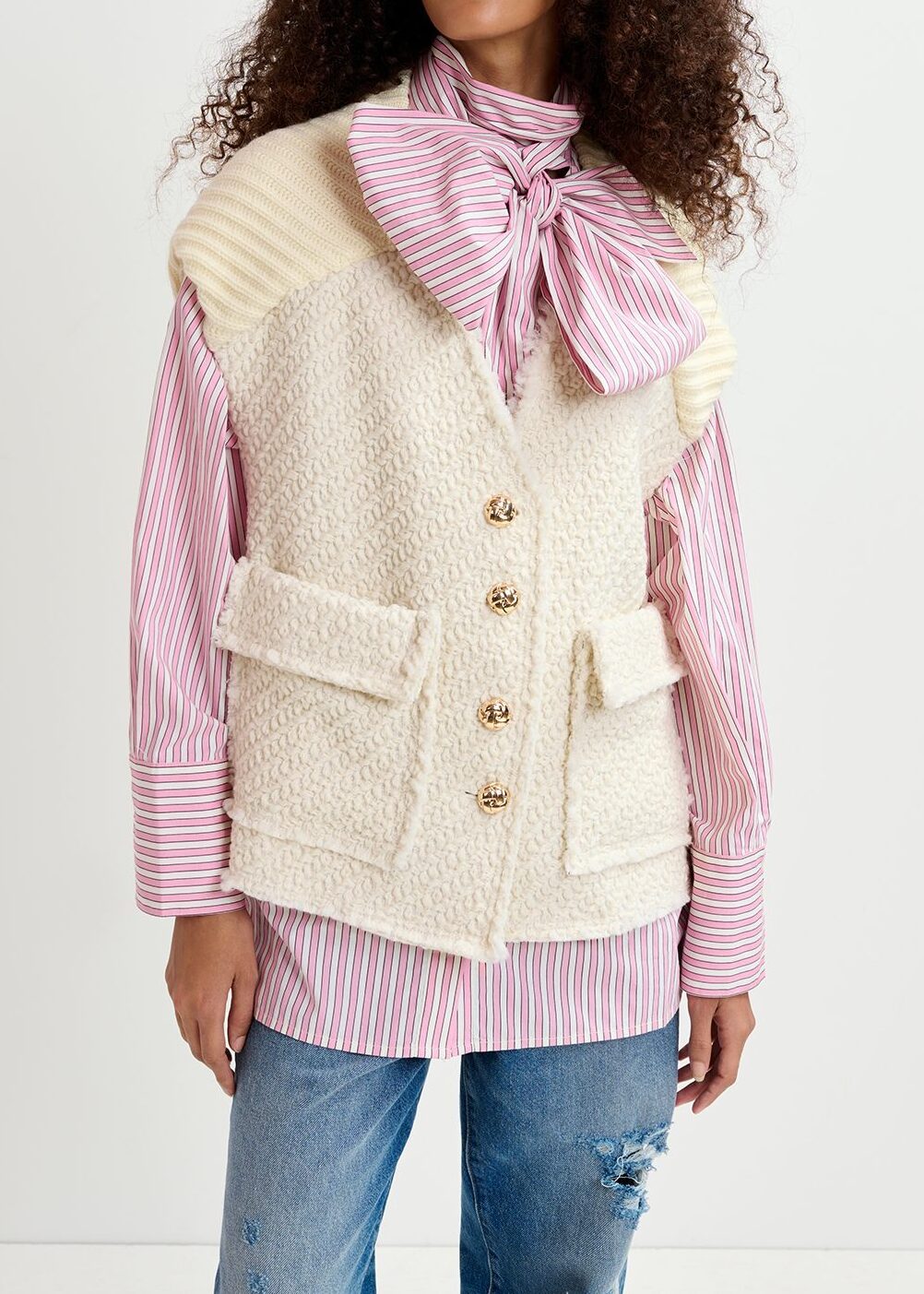 Veste sans manches en tricot écru RE—SSENTIEL seconde main photo 5