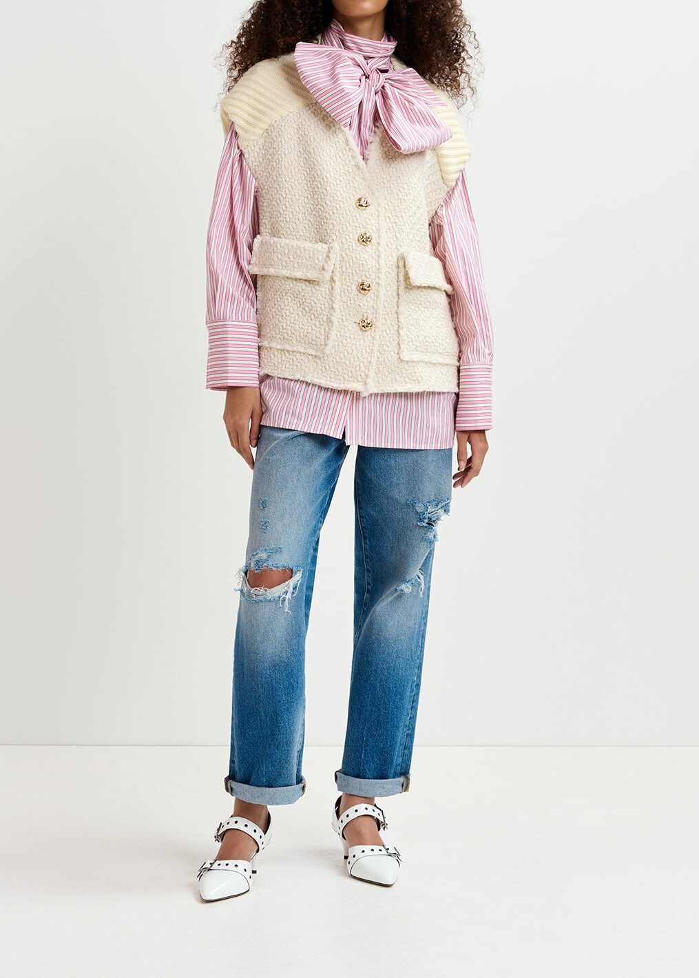 Veste sans manches en tricot écru RE—SSENTIEL seconde main photo 8