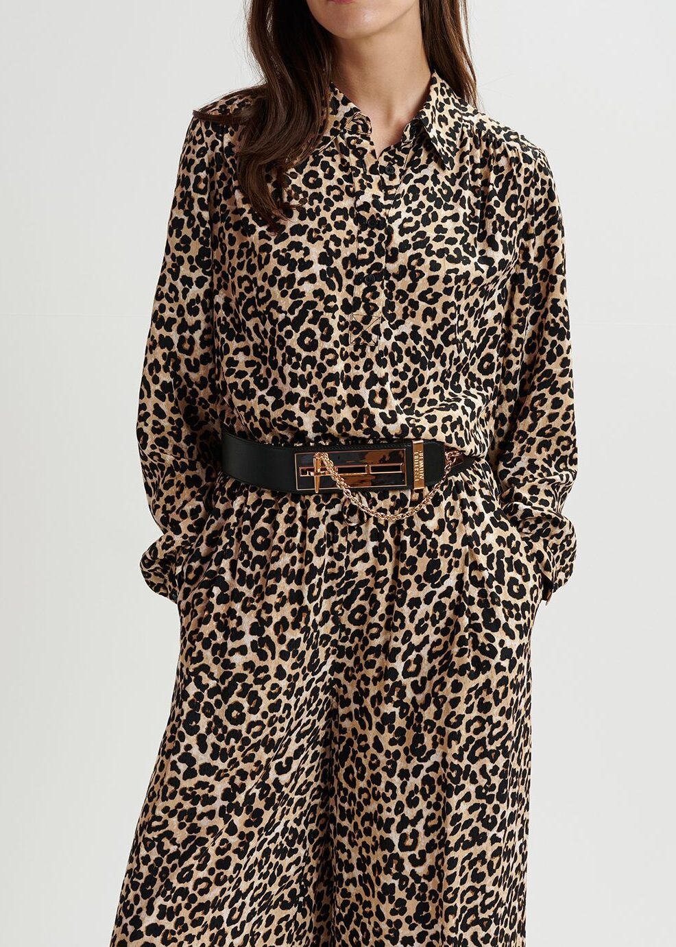 Brown leopard-print polo top RE—SSENTIEL second-hand photo 4
