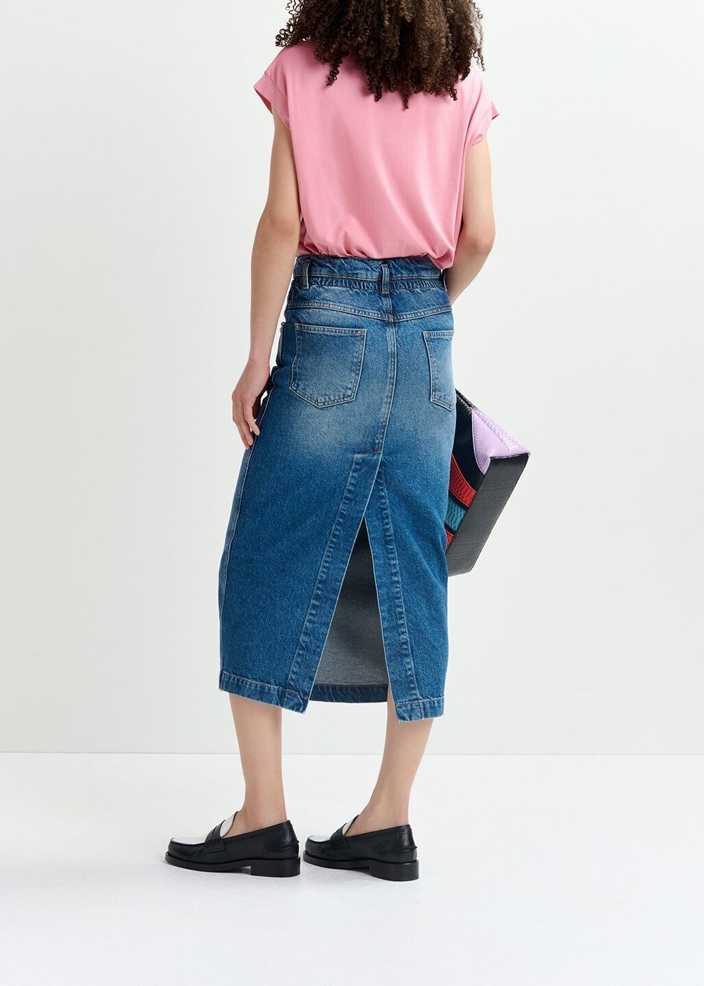 Blue midi-jeansrok met paperbag taille RE—SSENTIEL tweedehands photo 8